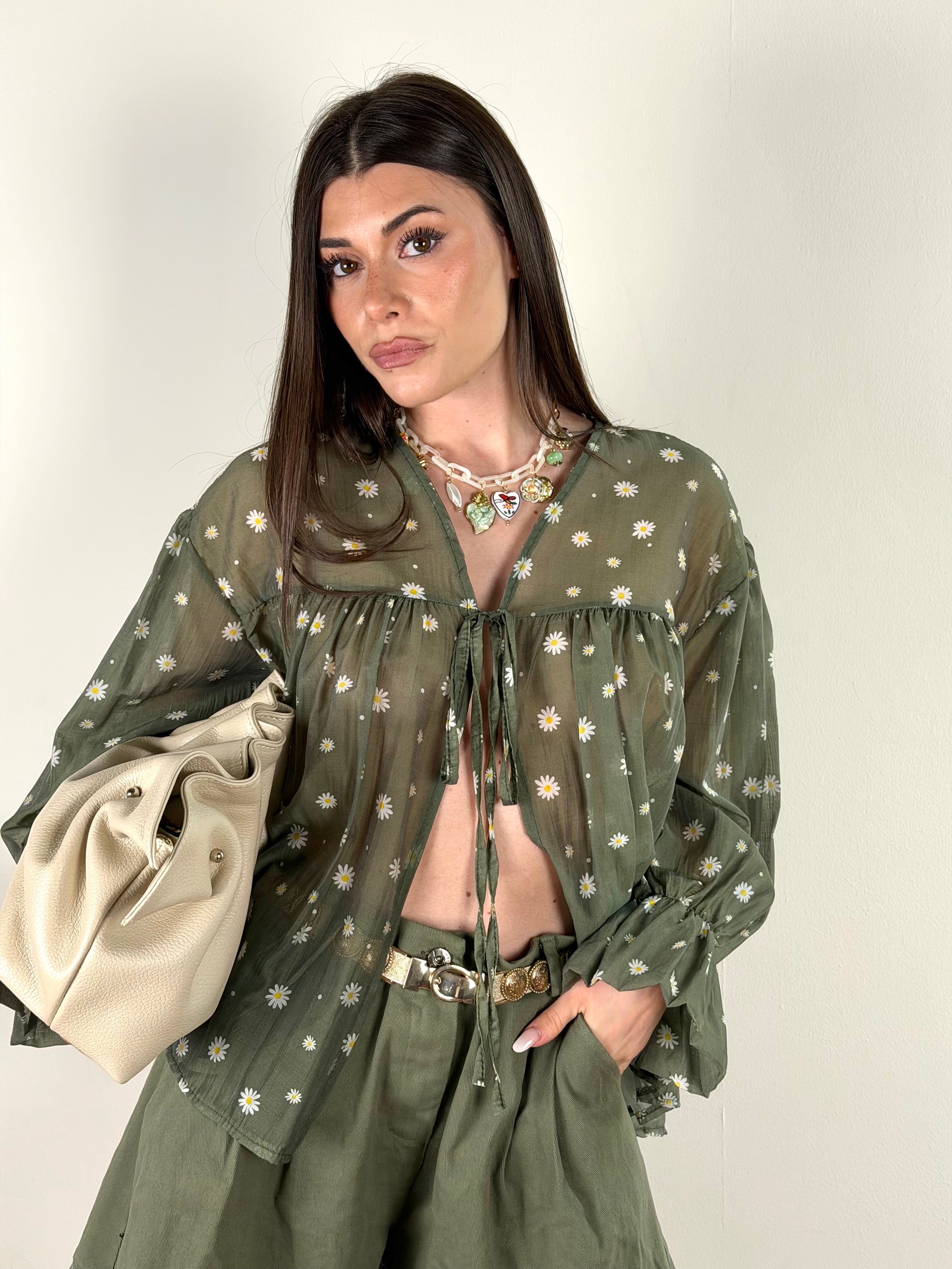 Camicia Margherite verde