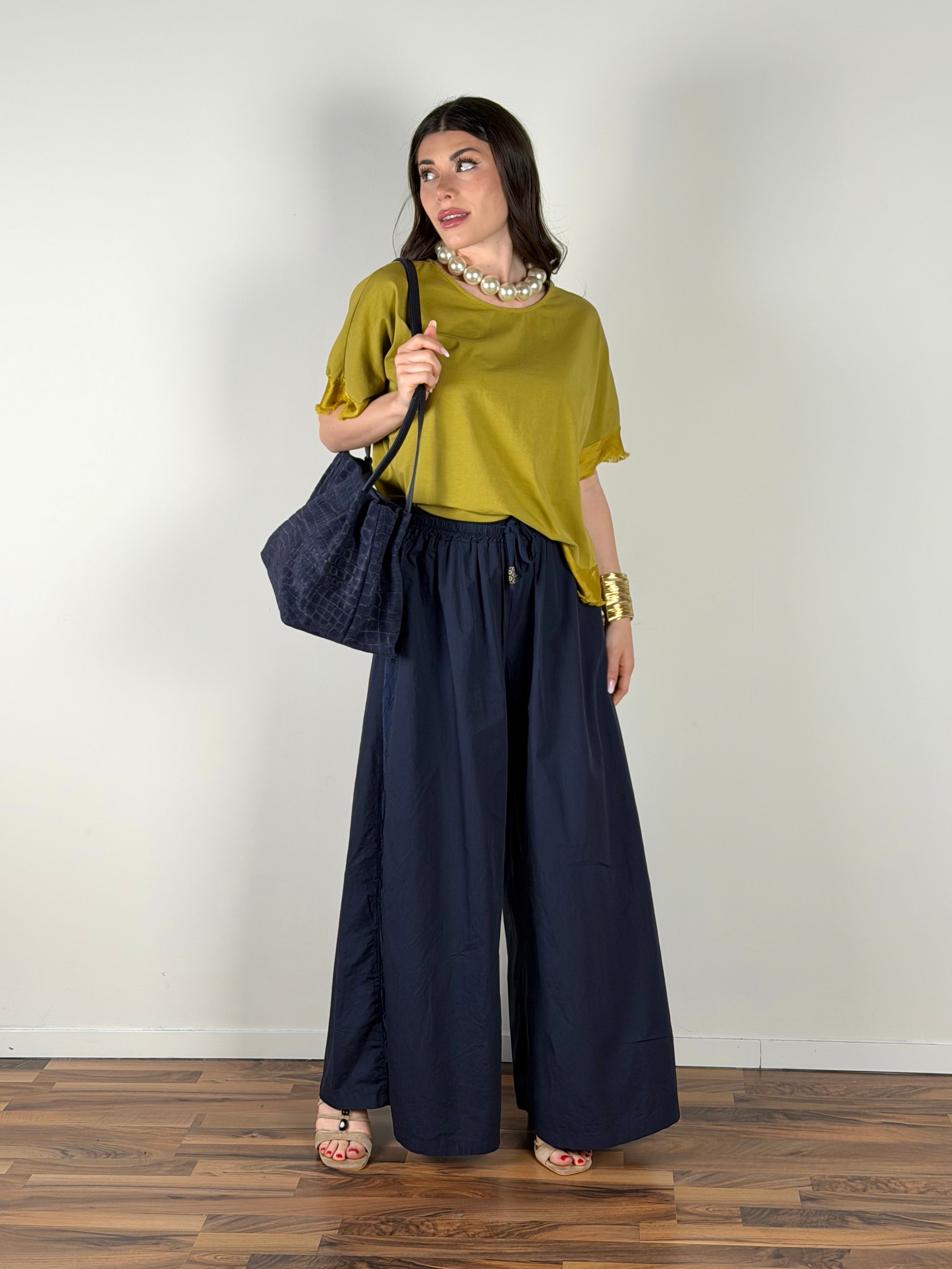 Pantalone colors pizzo sangallo blu