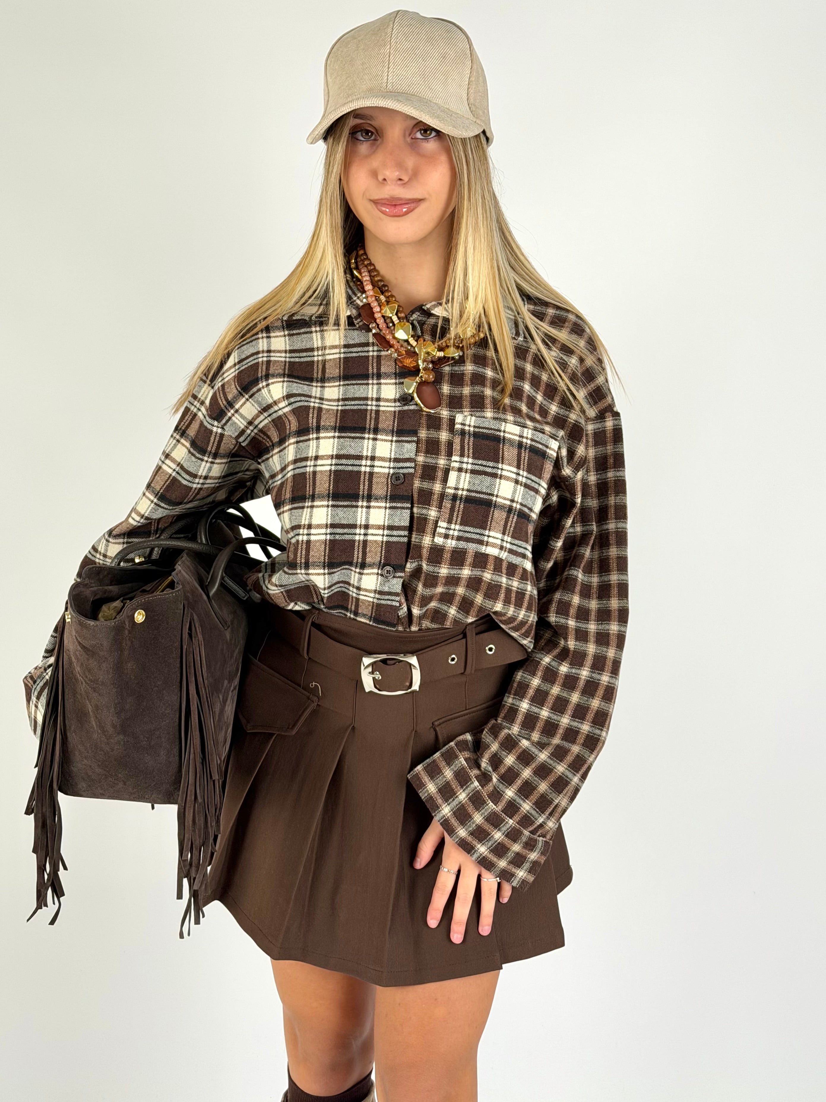 Camicia check Alessia marrone