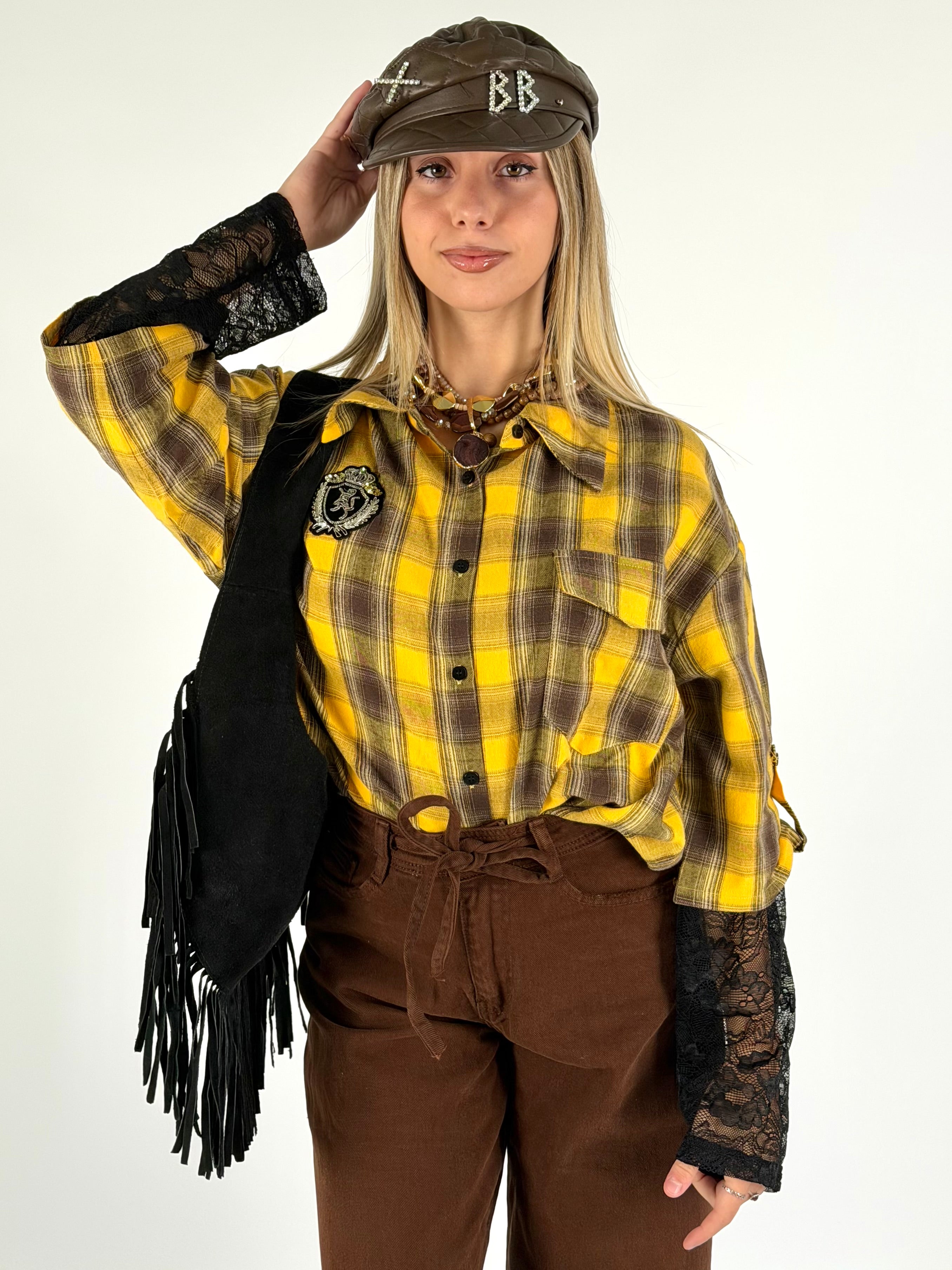 Camicia check Sally gialla