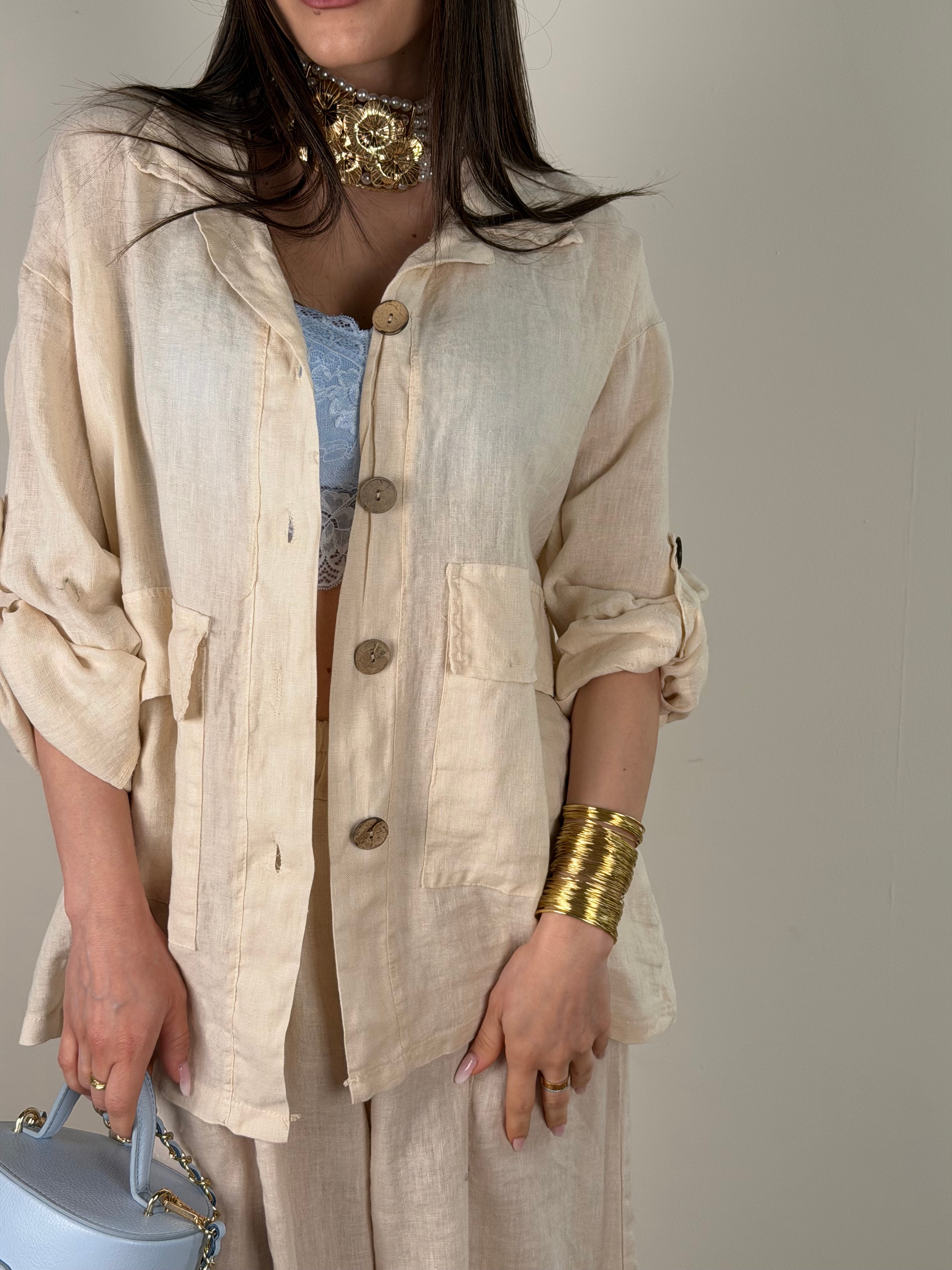 Camicia lino Andrea beige