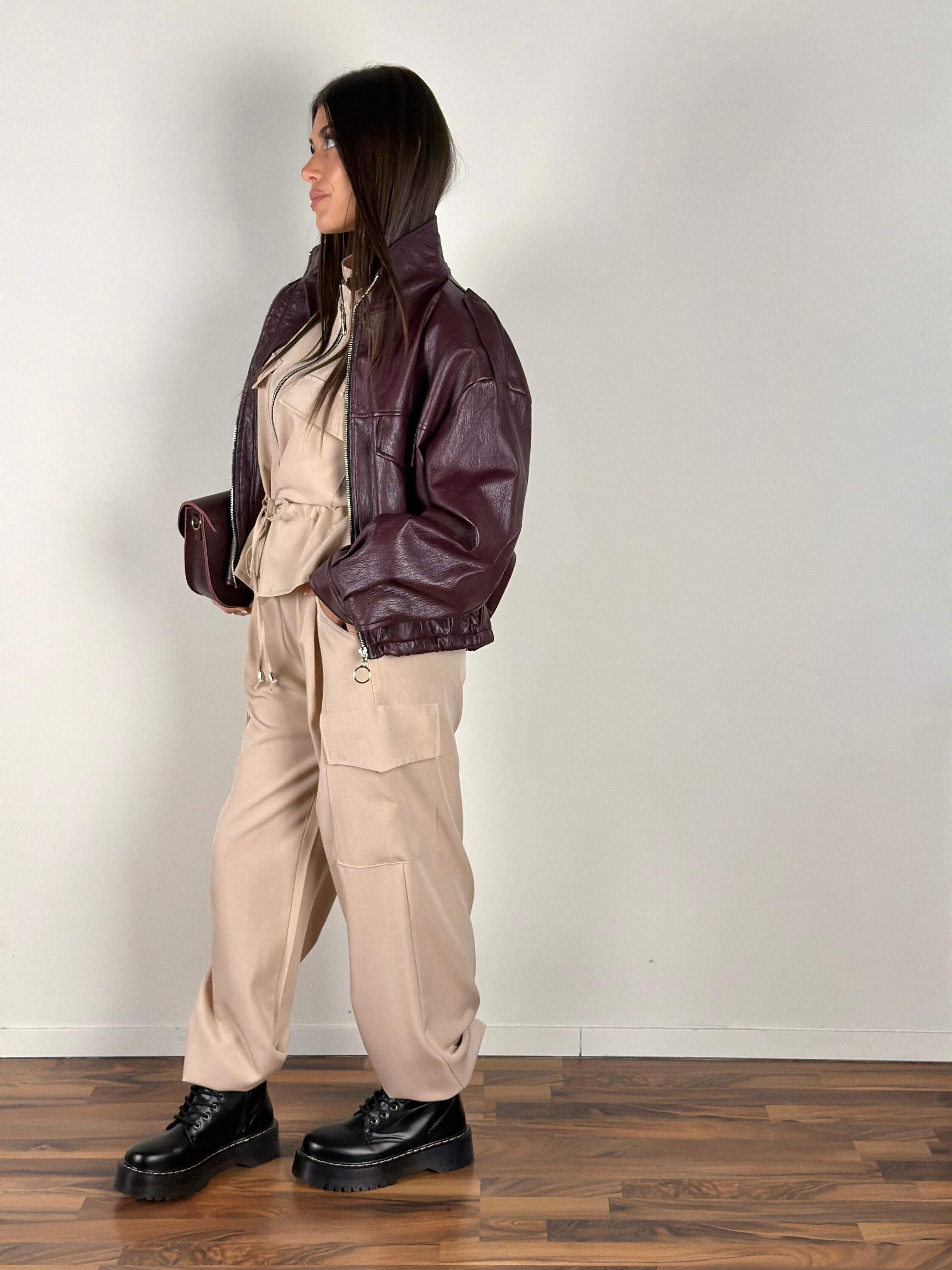 Bomber ecopelle Luna bordeaux