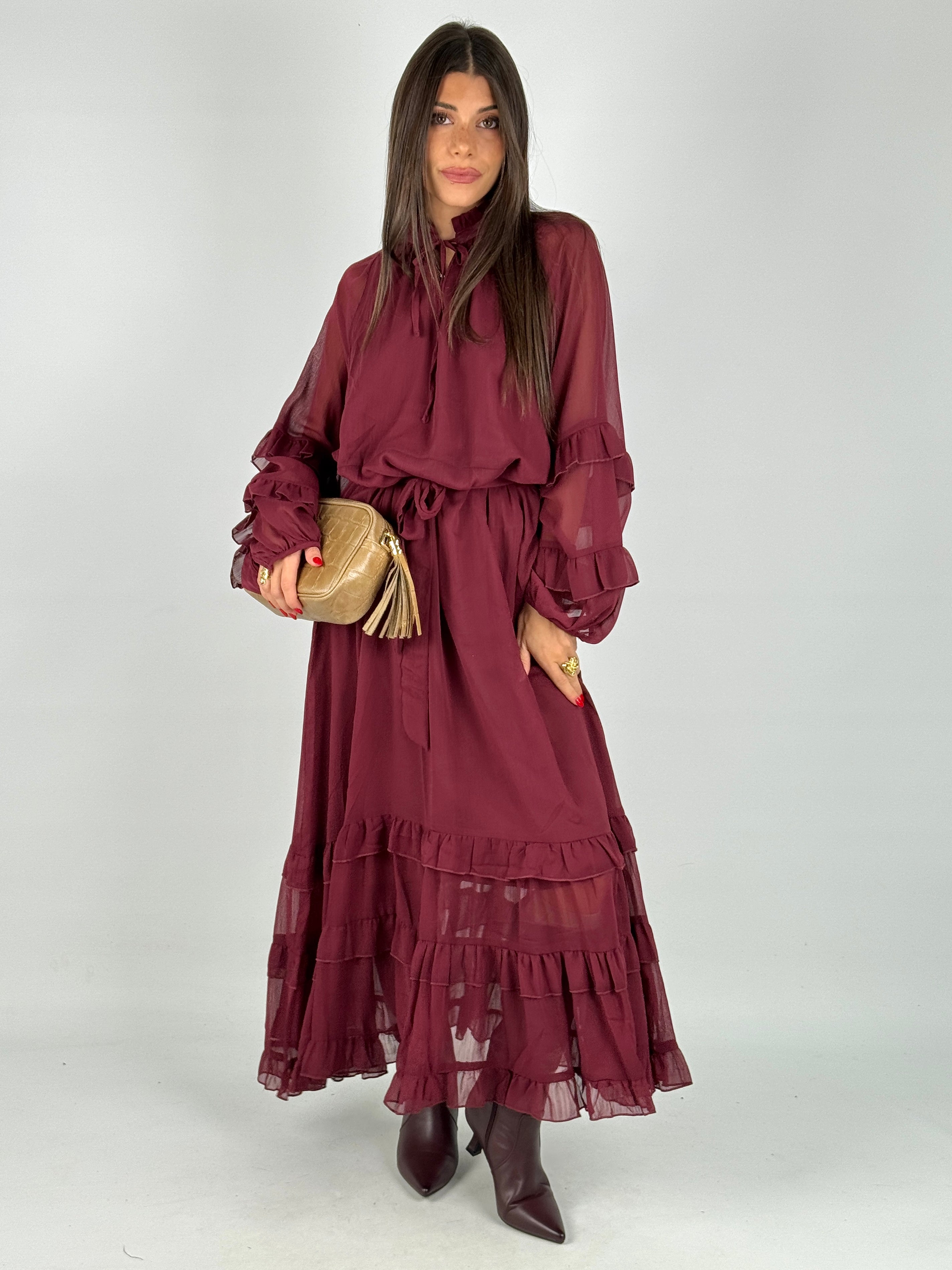 Maxi Abito Soleil bordeaux