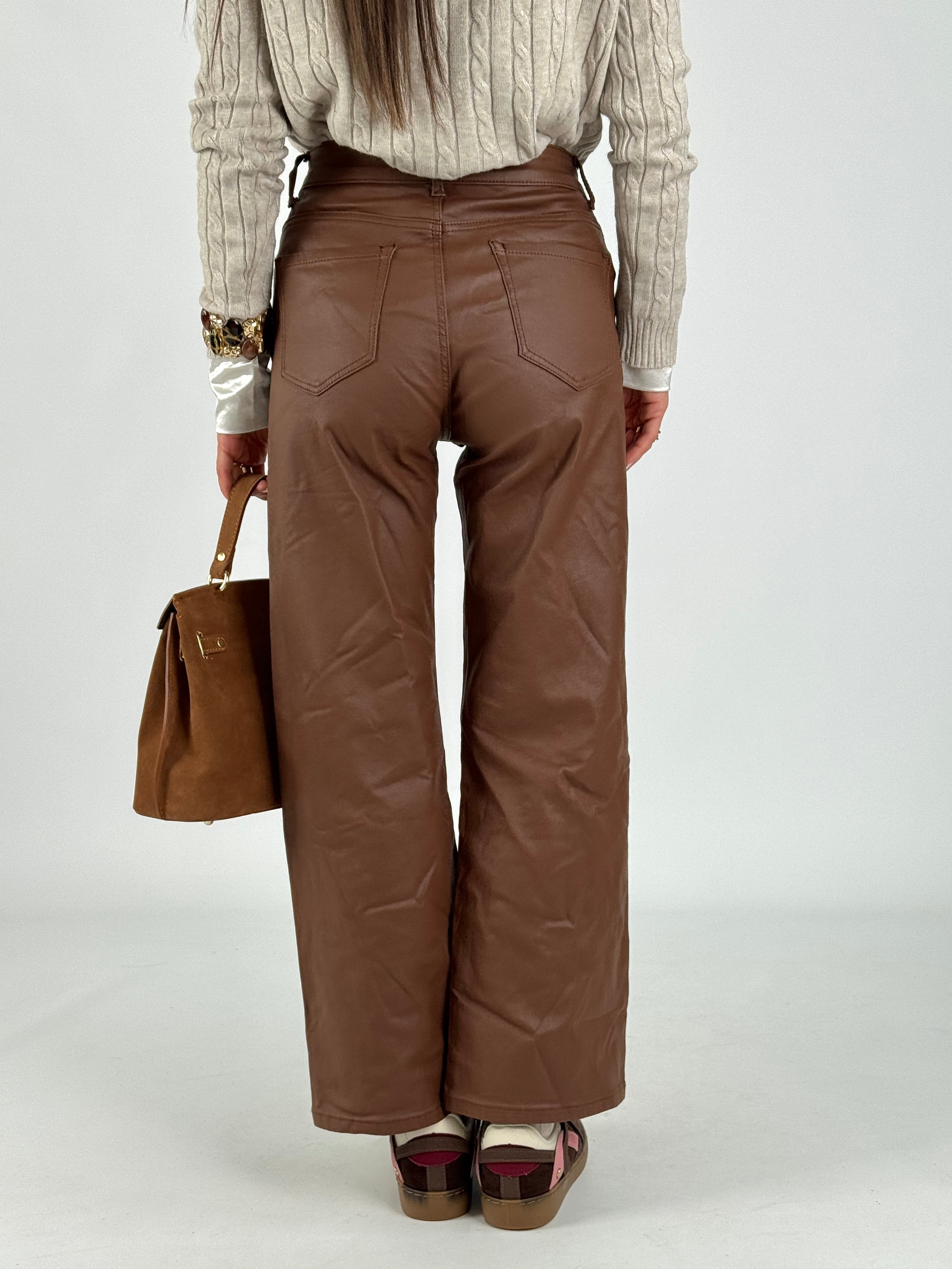 Pantalone in ecopelle Vicy marrone