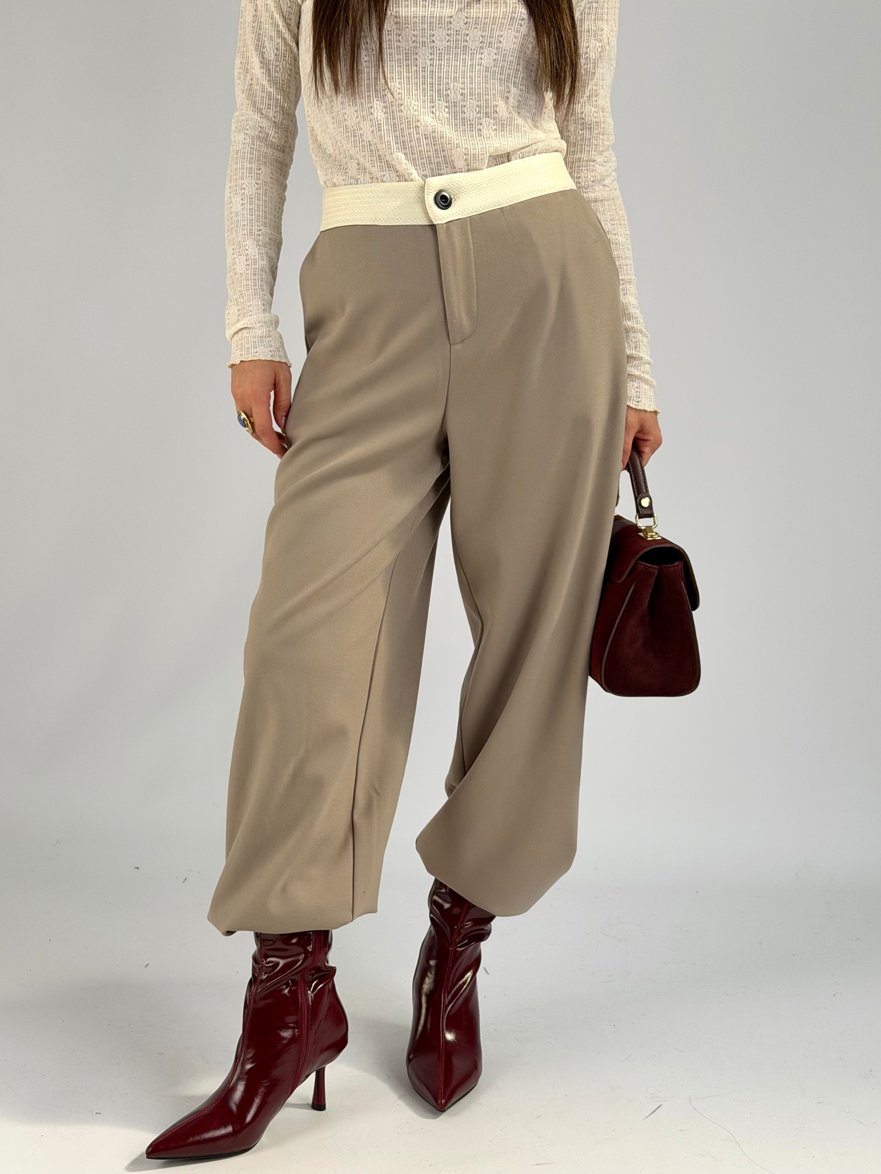 Pantalone risvolto grigio