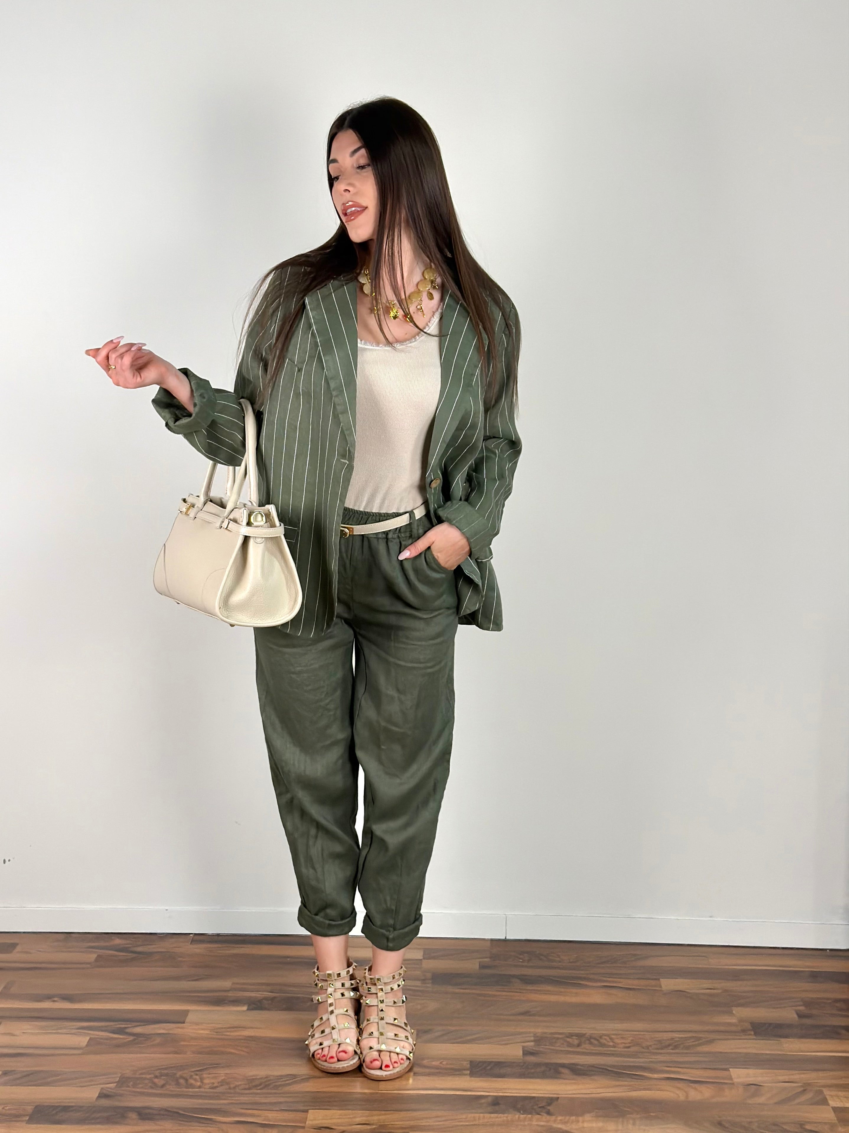 Giacca puro lino Benny verde