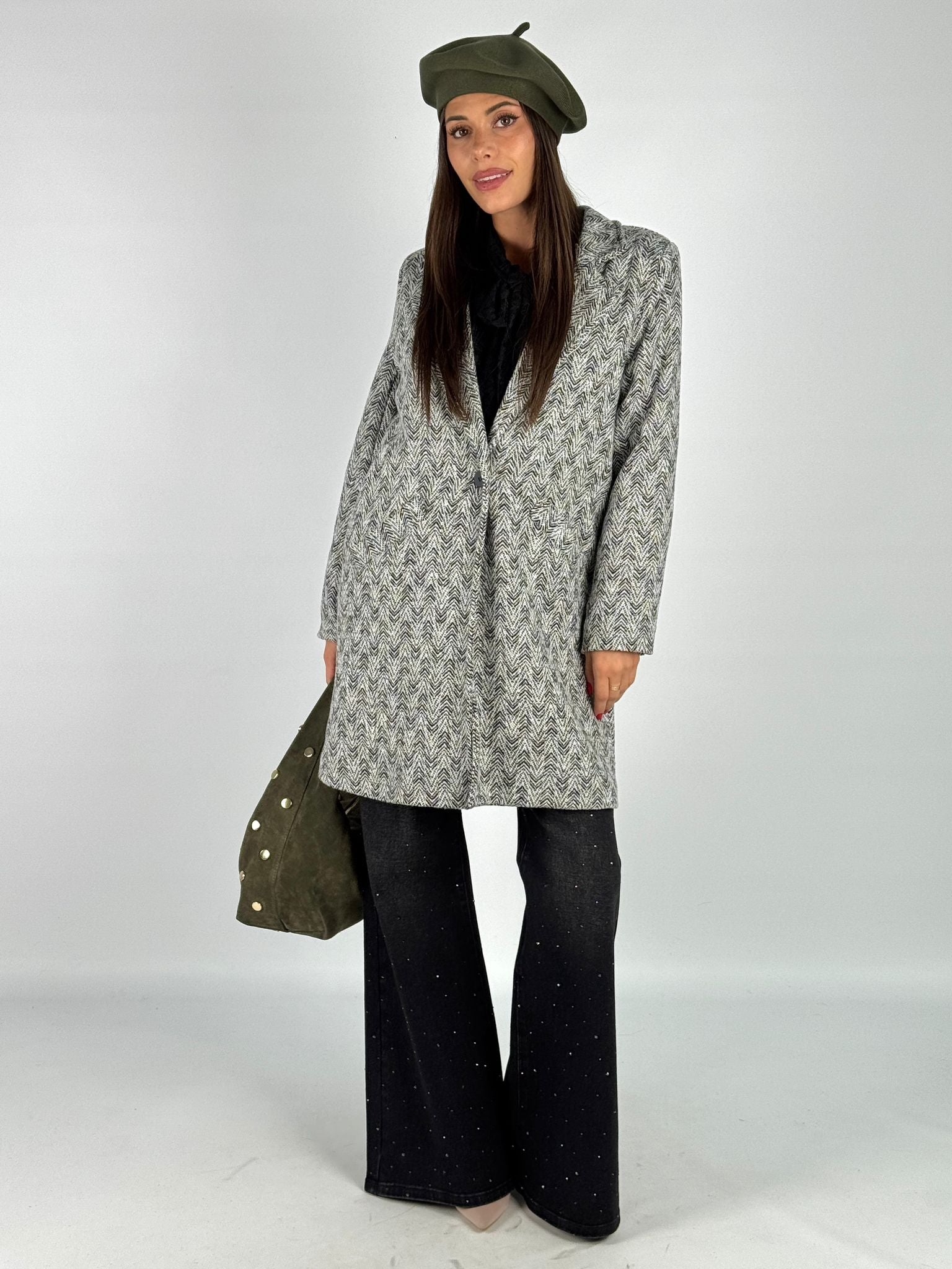 Cappotto a spiga nero