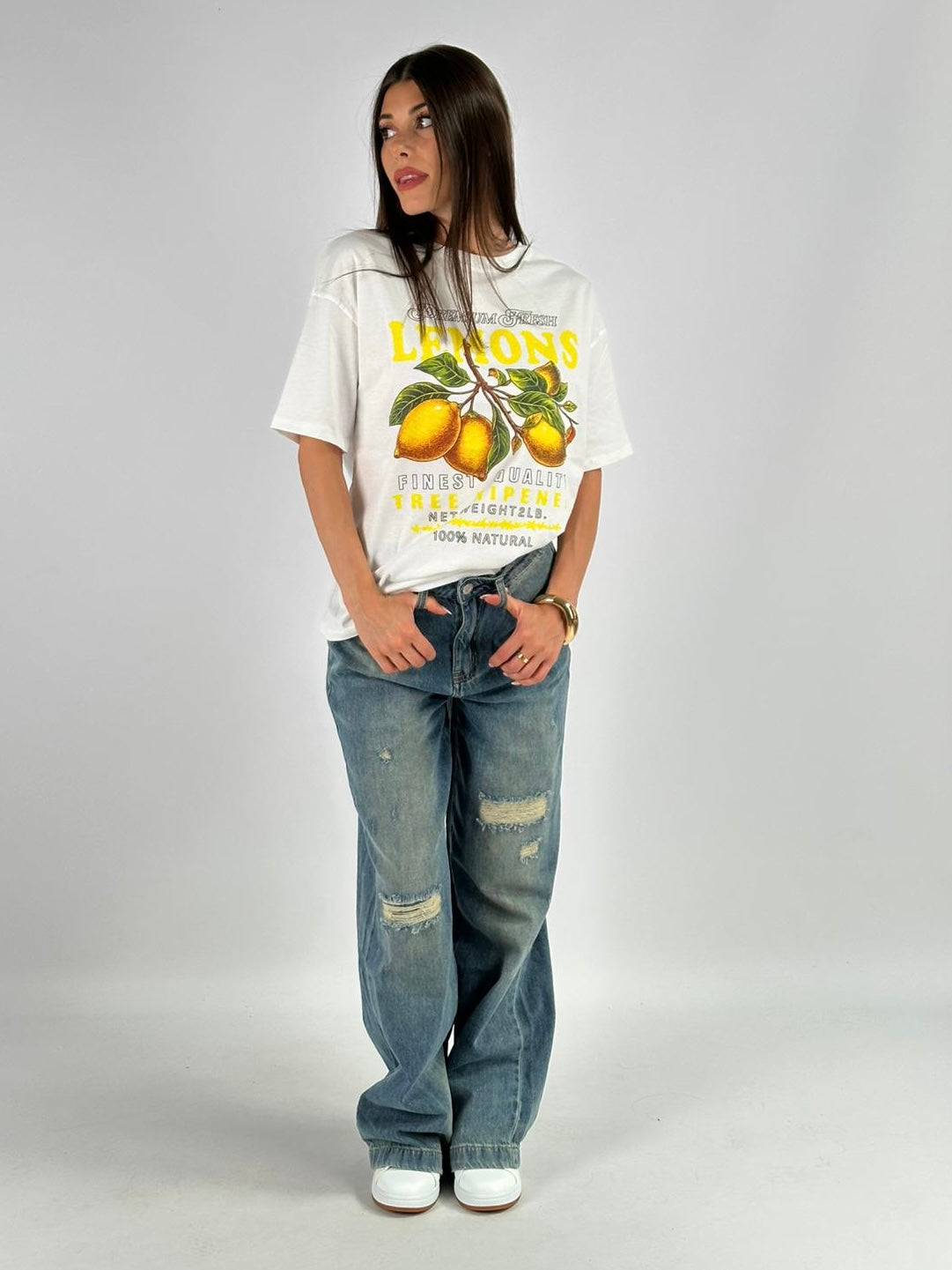 T-shirt premium 100% cotone lemon bianca