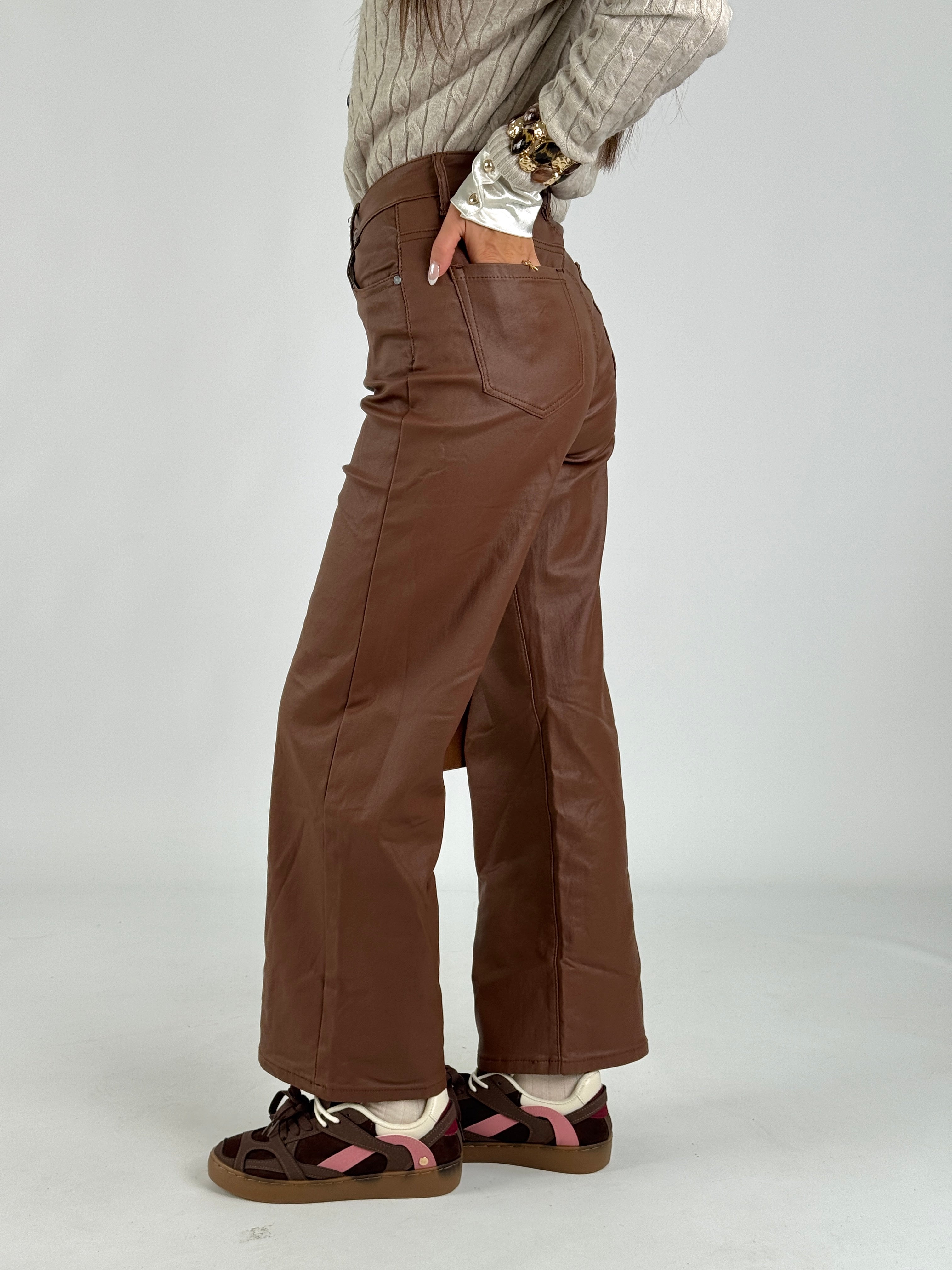 Pantalone in ecopelle Vicy marrone