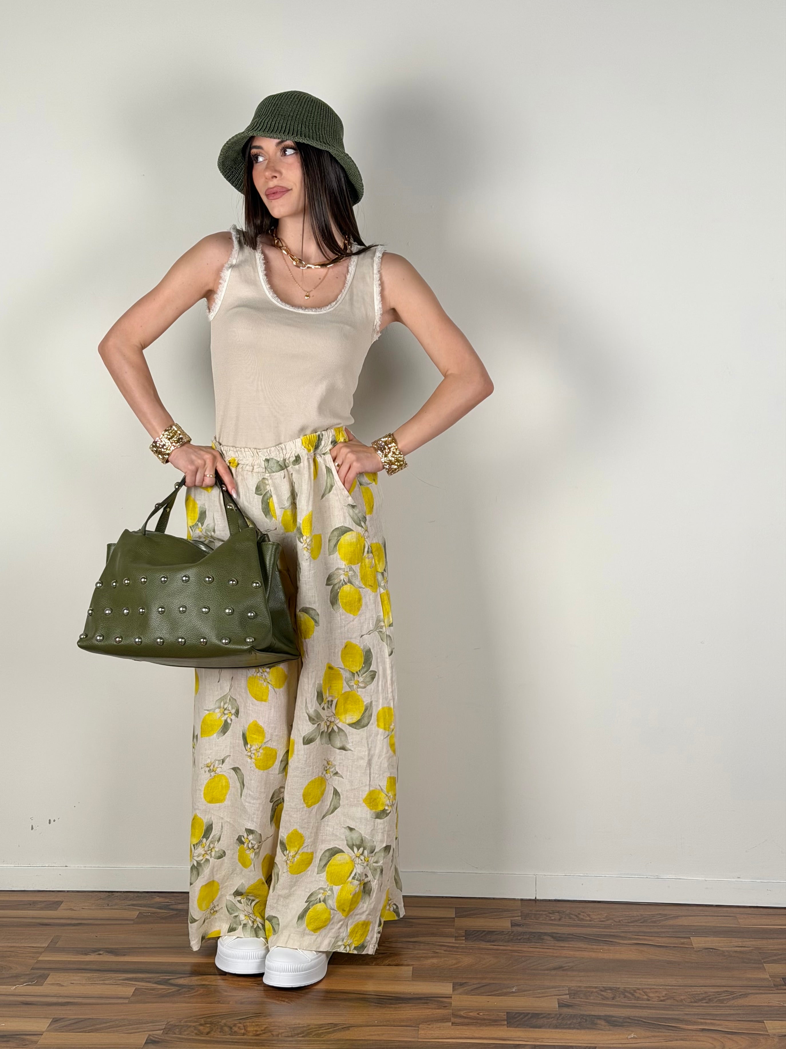 Top Sfrangiato beige