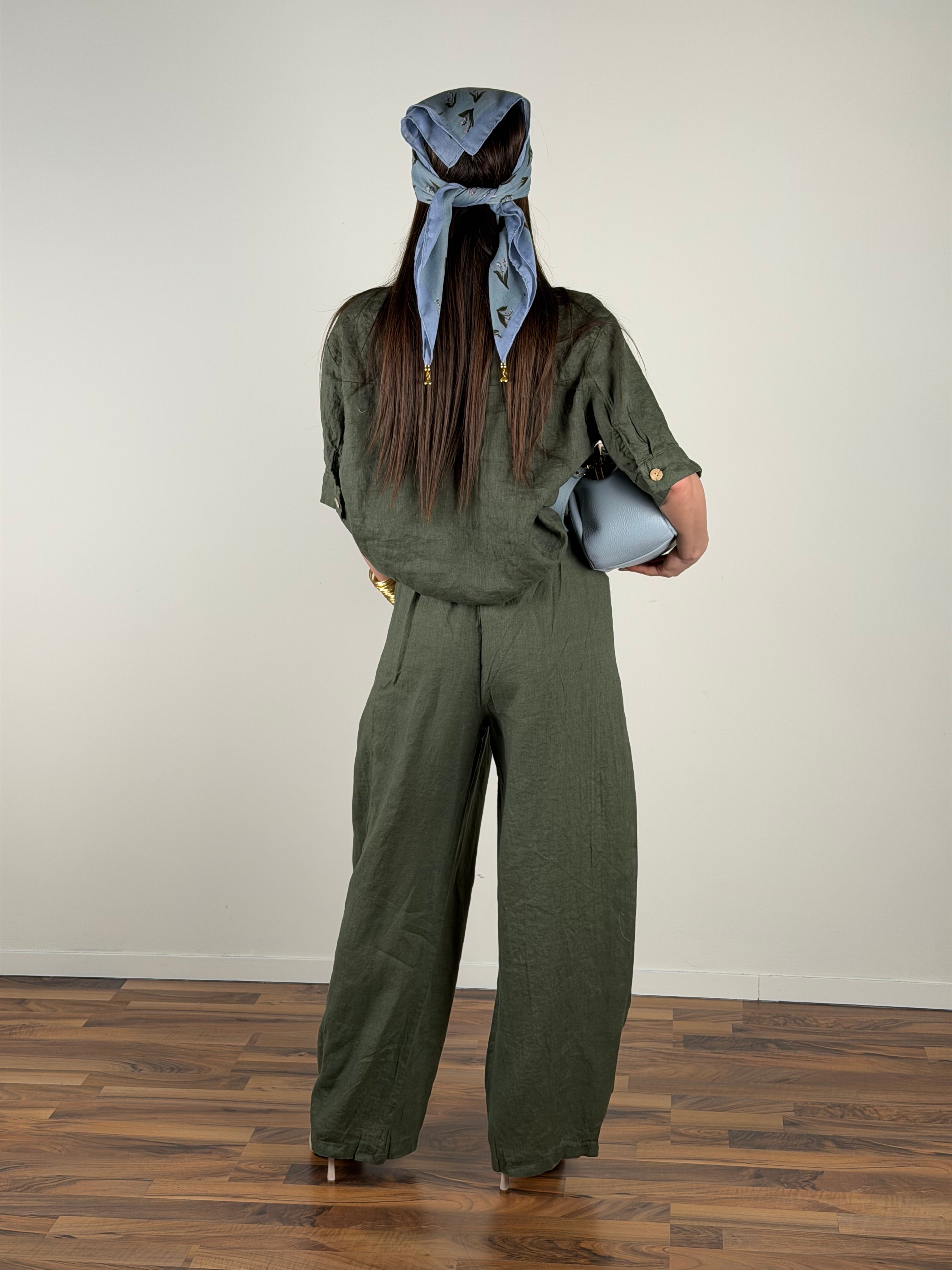 Pantalone 100% Lino verde