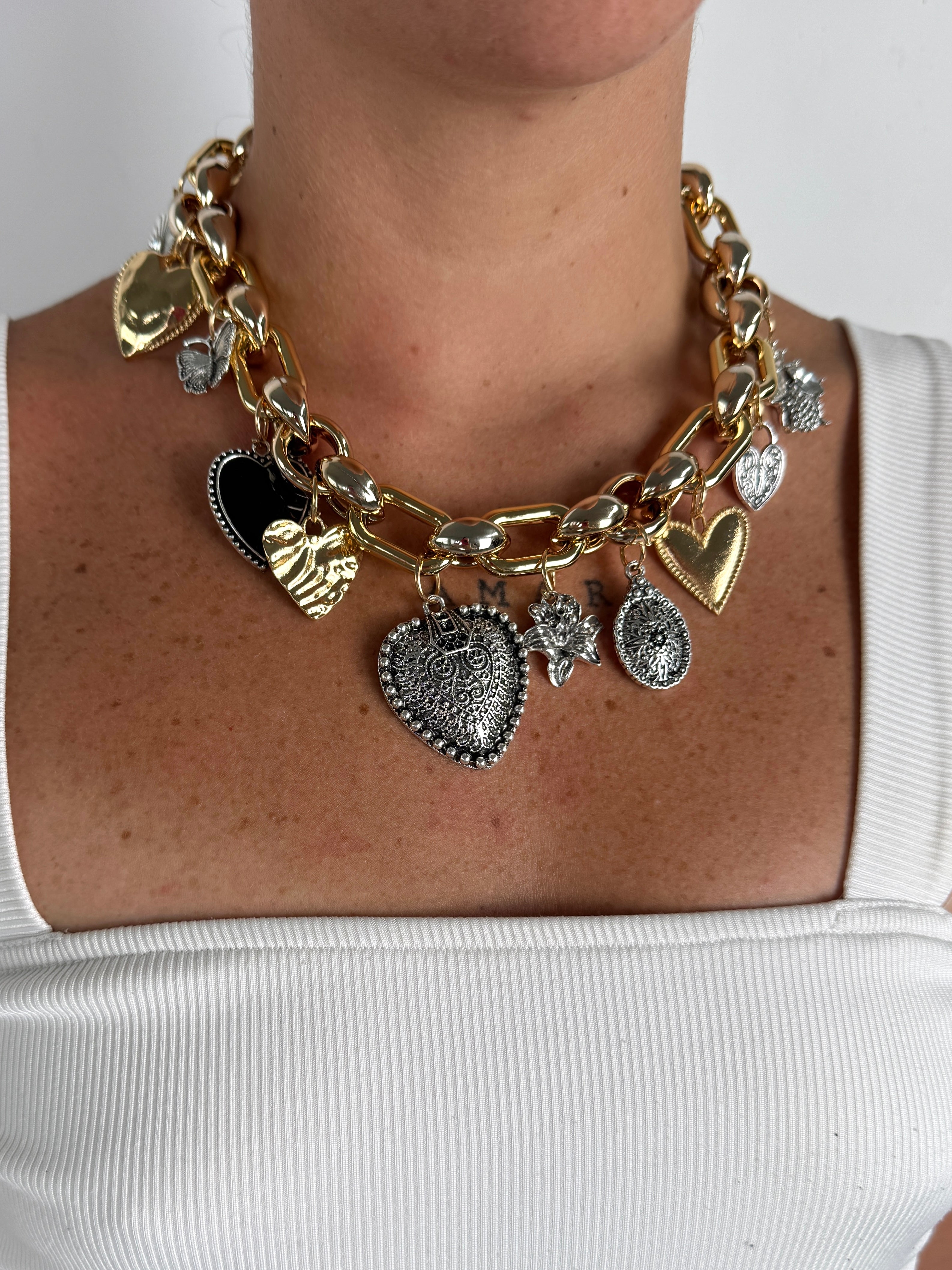 Collana maxi catena e cuore