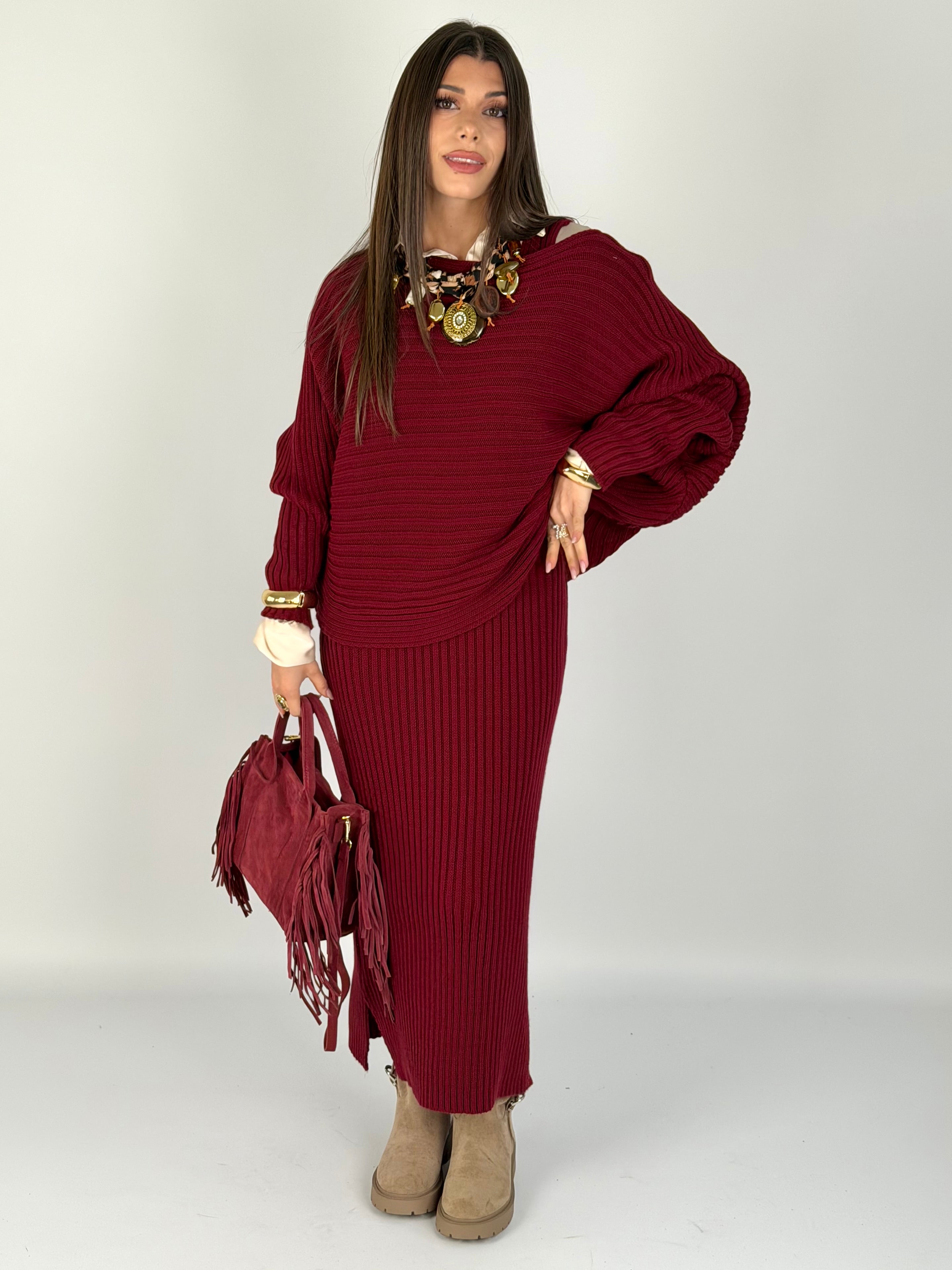 Abito + maglione Asia bordeaux