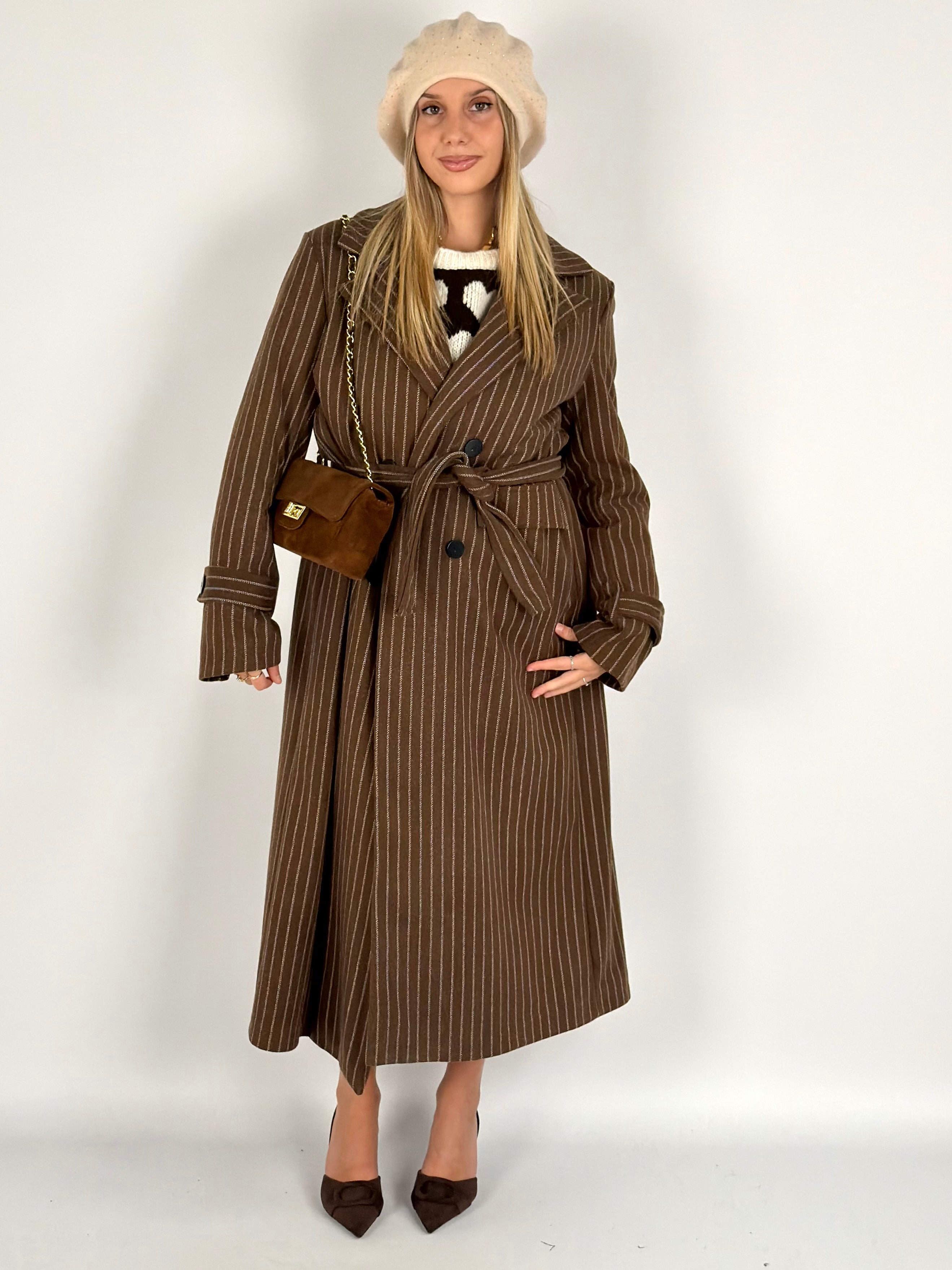 Cappotto gessato moro