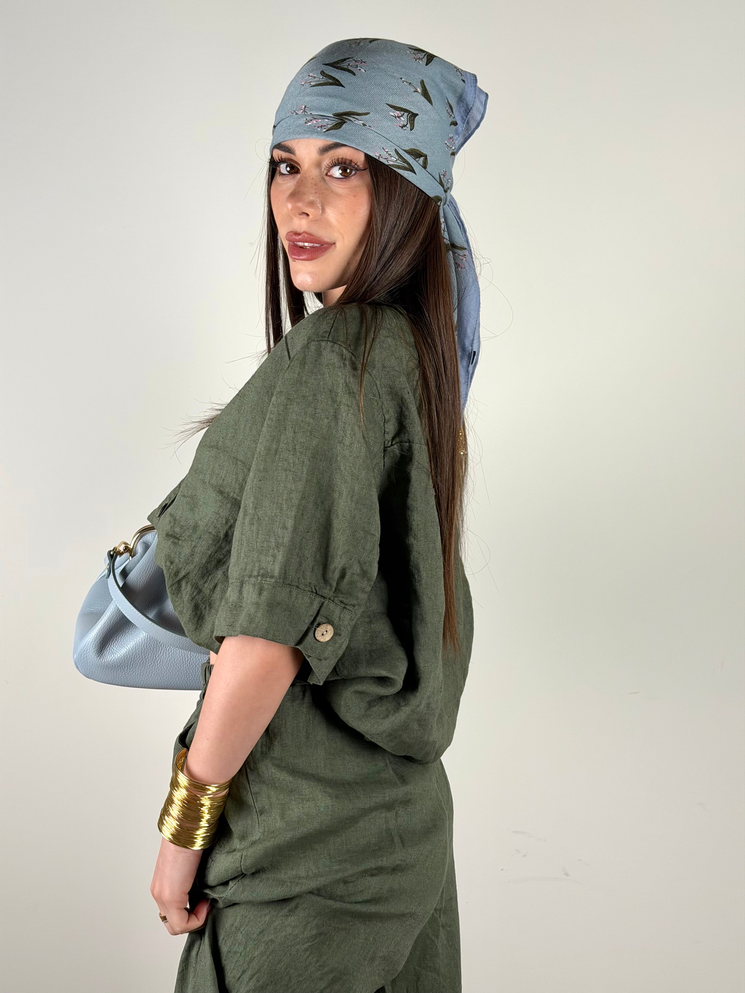 Camicia 100% lino verde