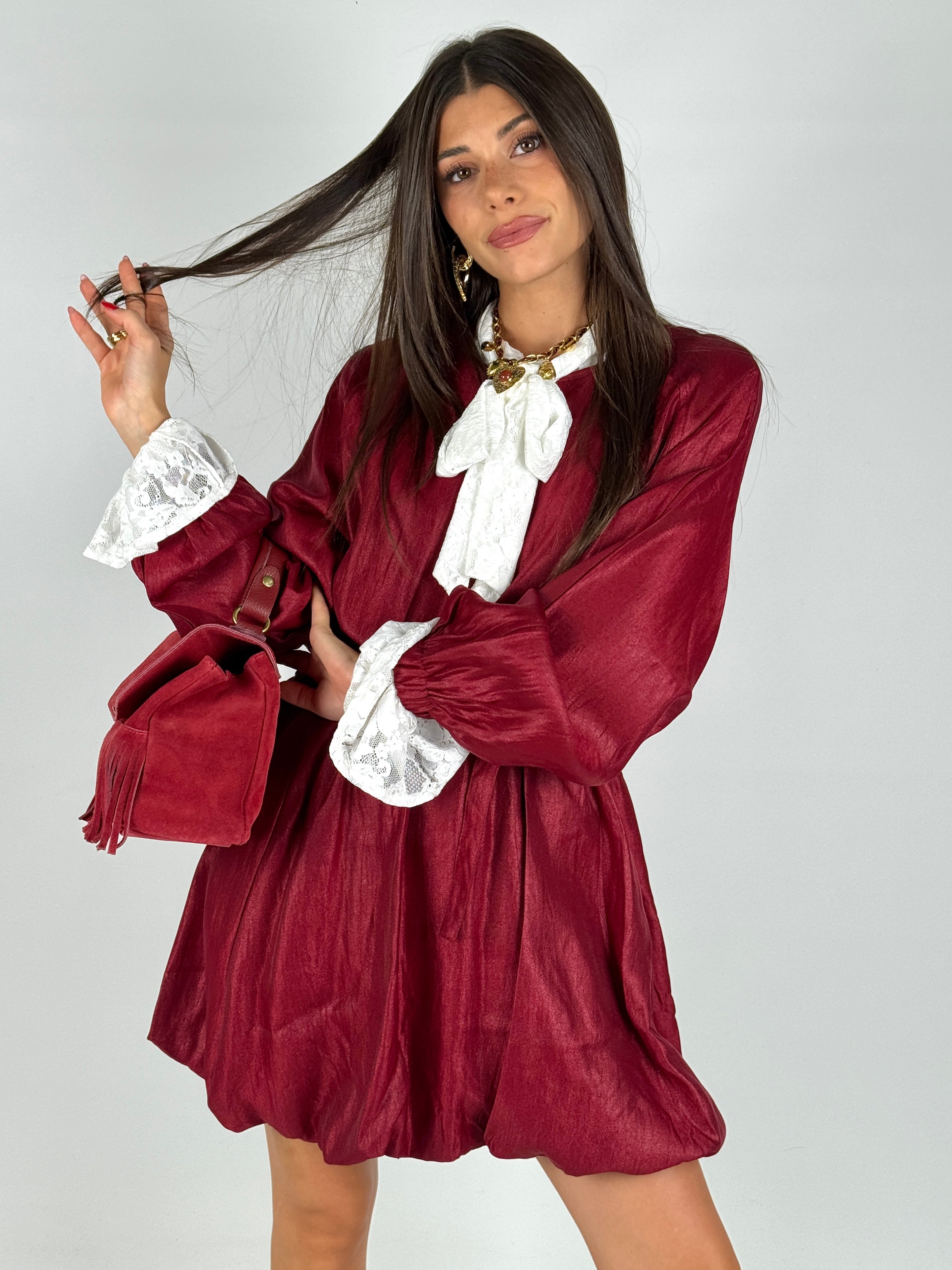 Abito a palloncino bordeaux