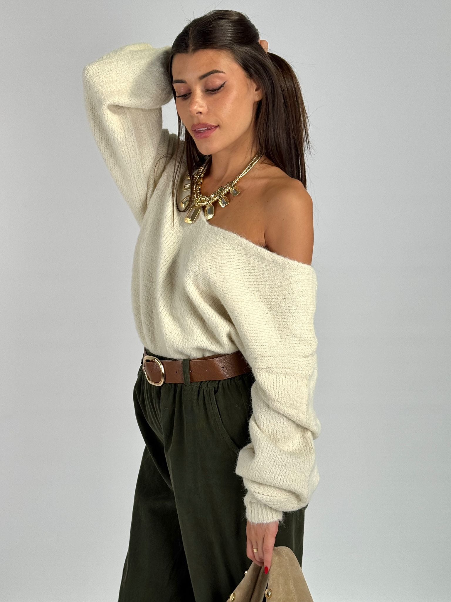 Maglioncino fiocco beige