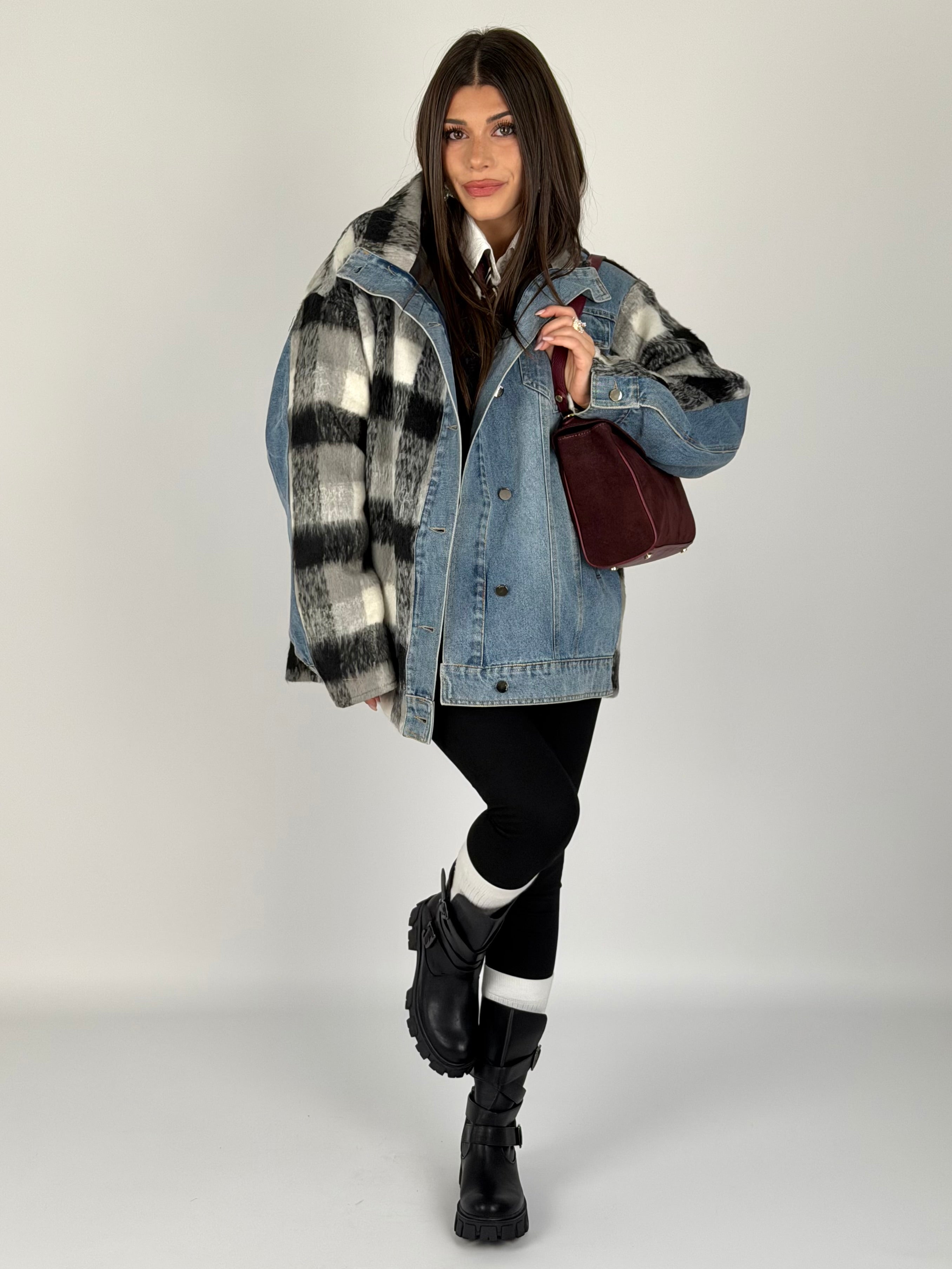 Giubbino jeans e check