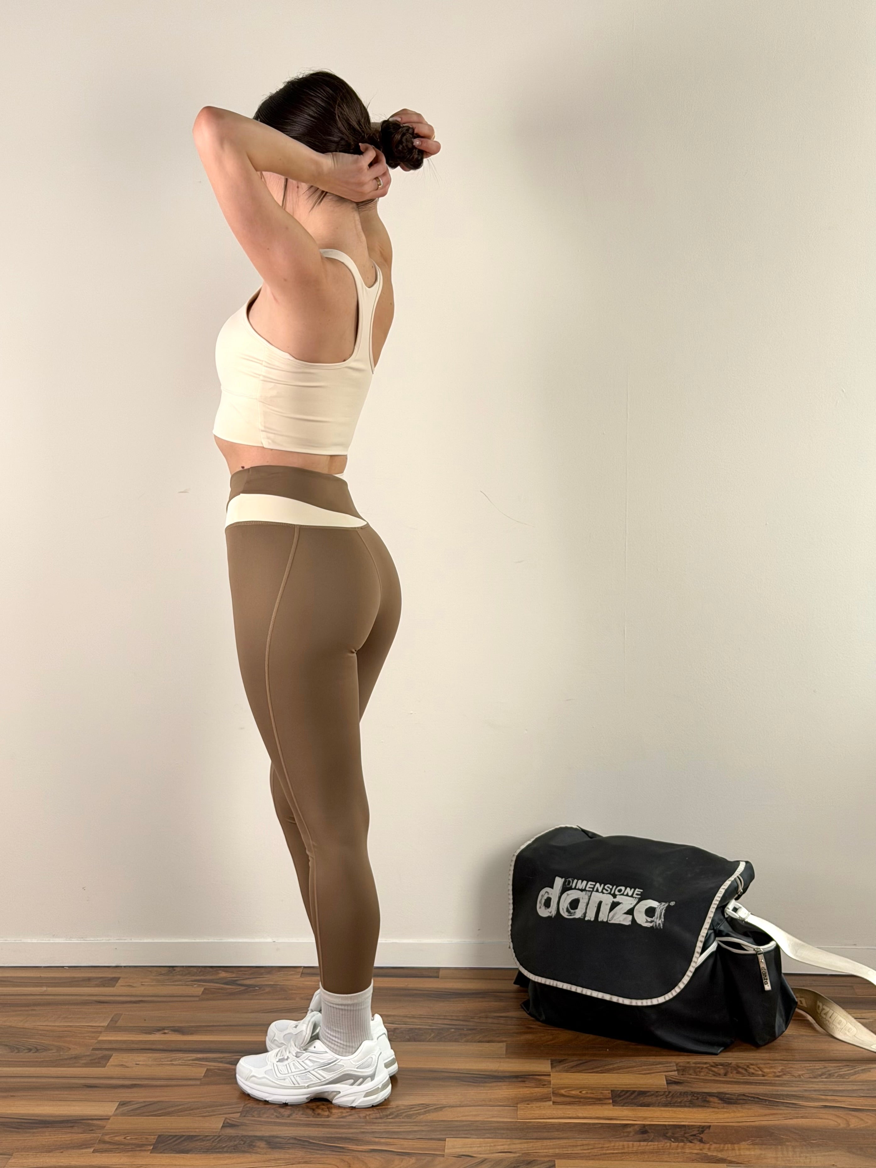 Pantalone Set sportivo bicolor taupe