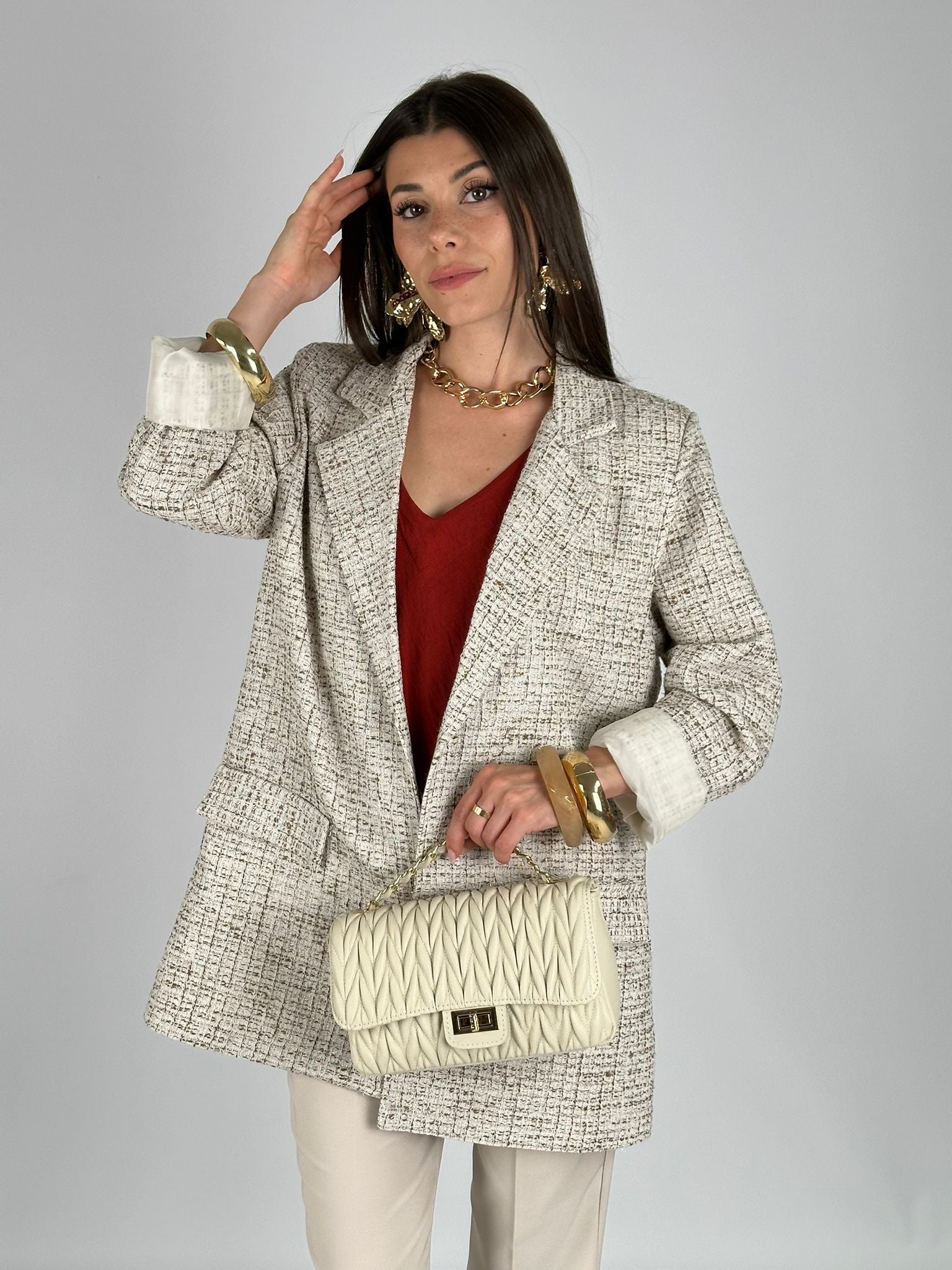 Giacca boucle elegant beige