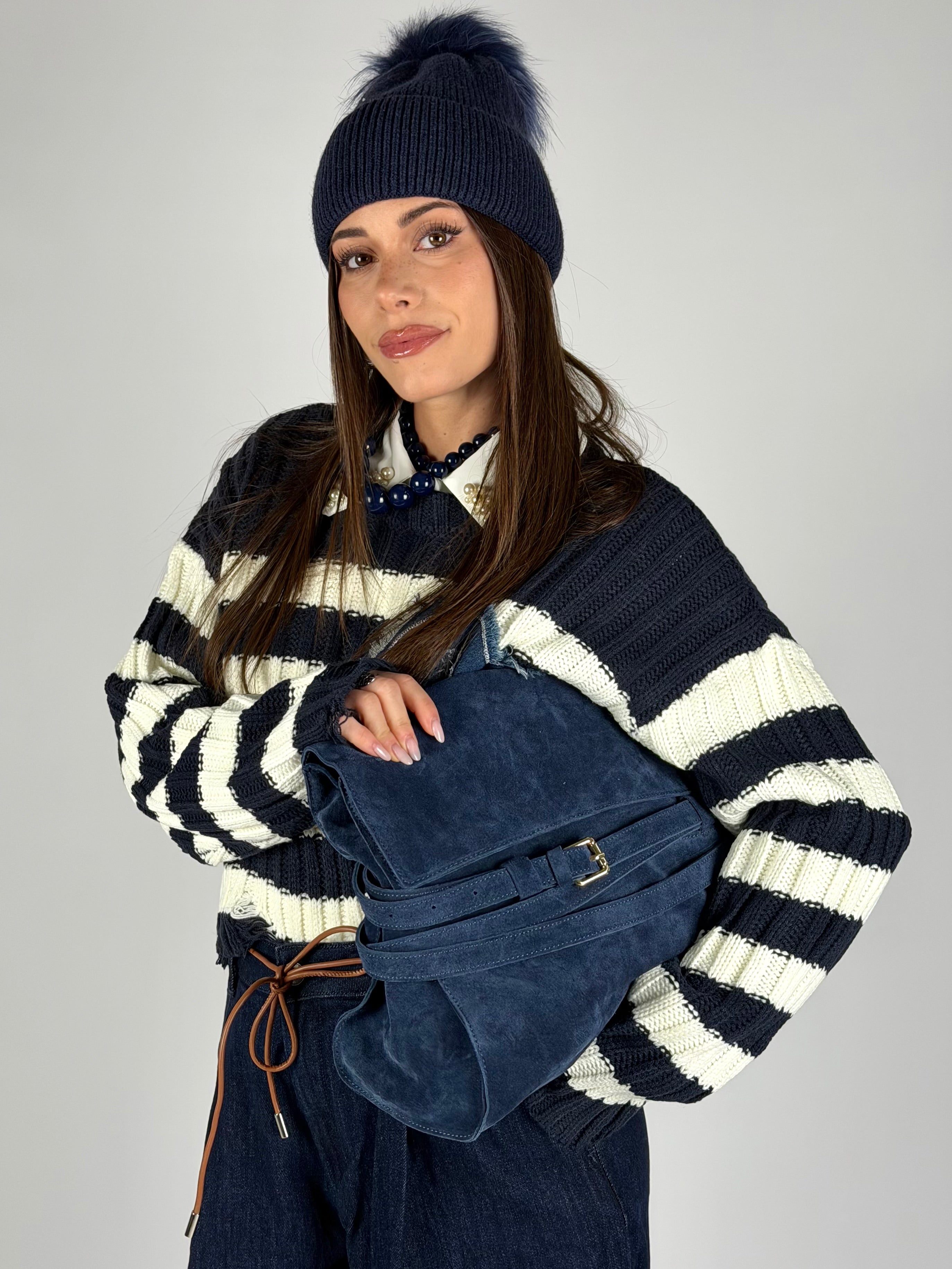 Maglia cuore denim blu