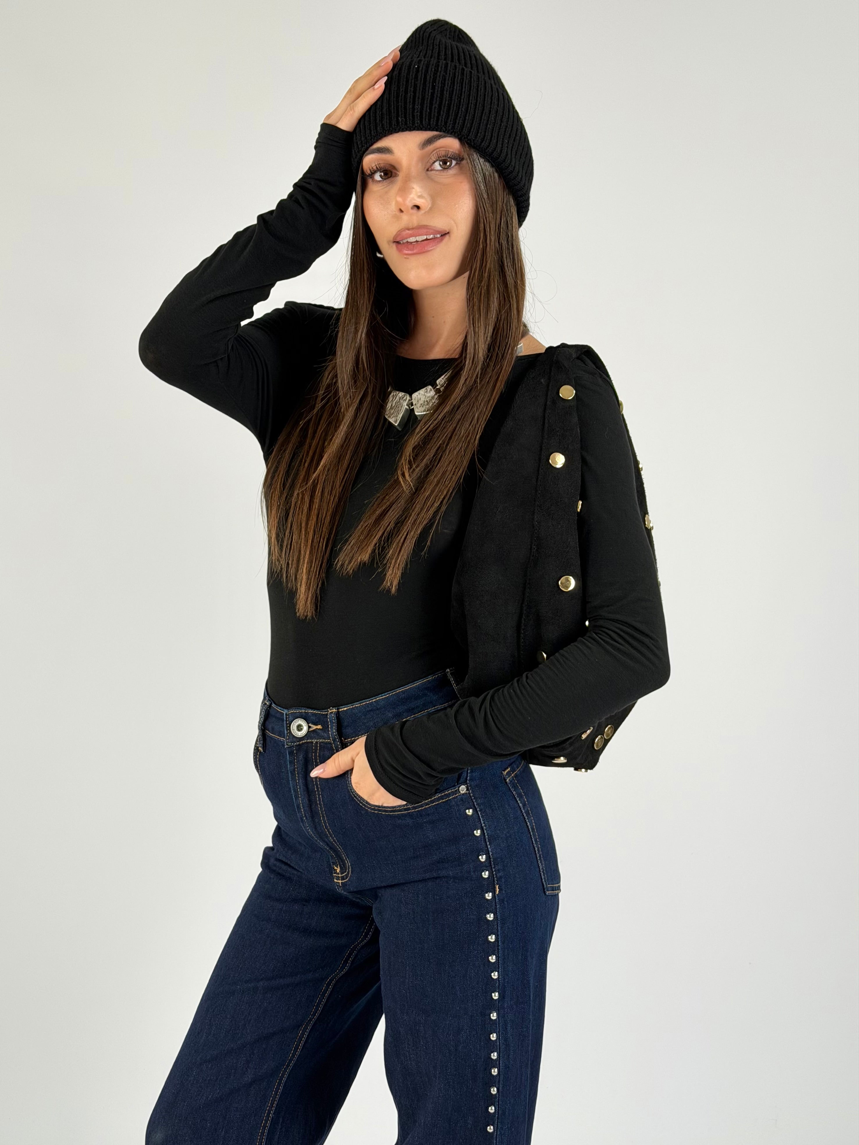 Maglia scollo retro nero