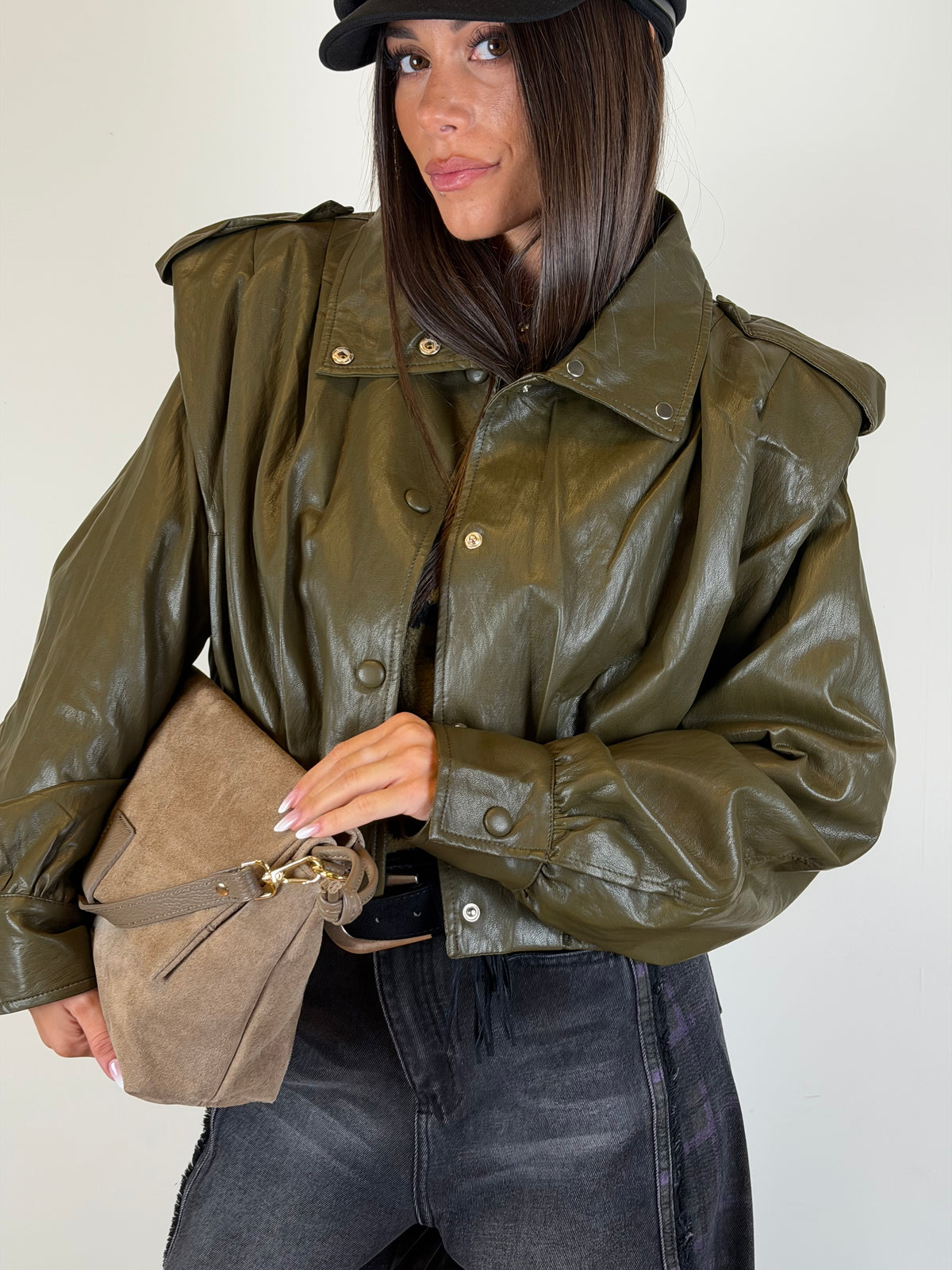Bomber ecopelle London verde