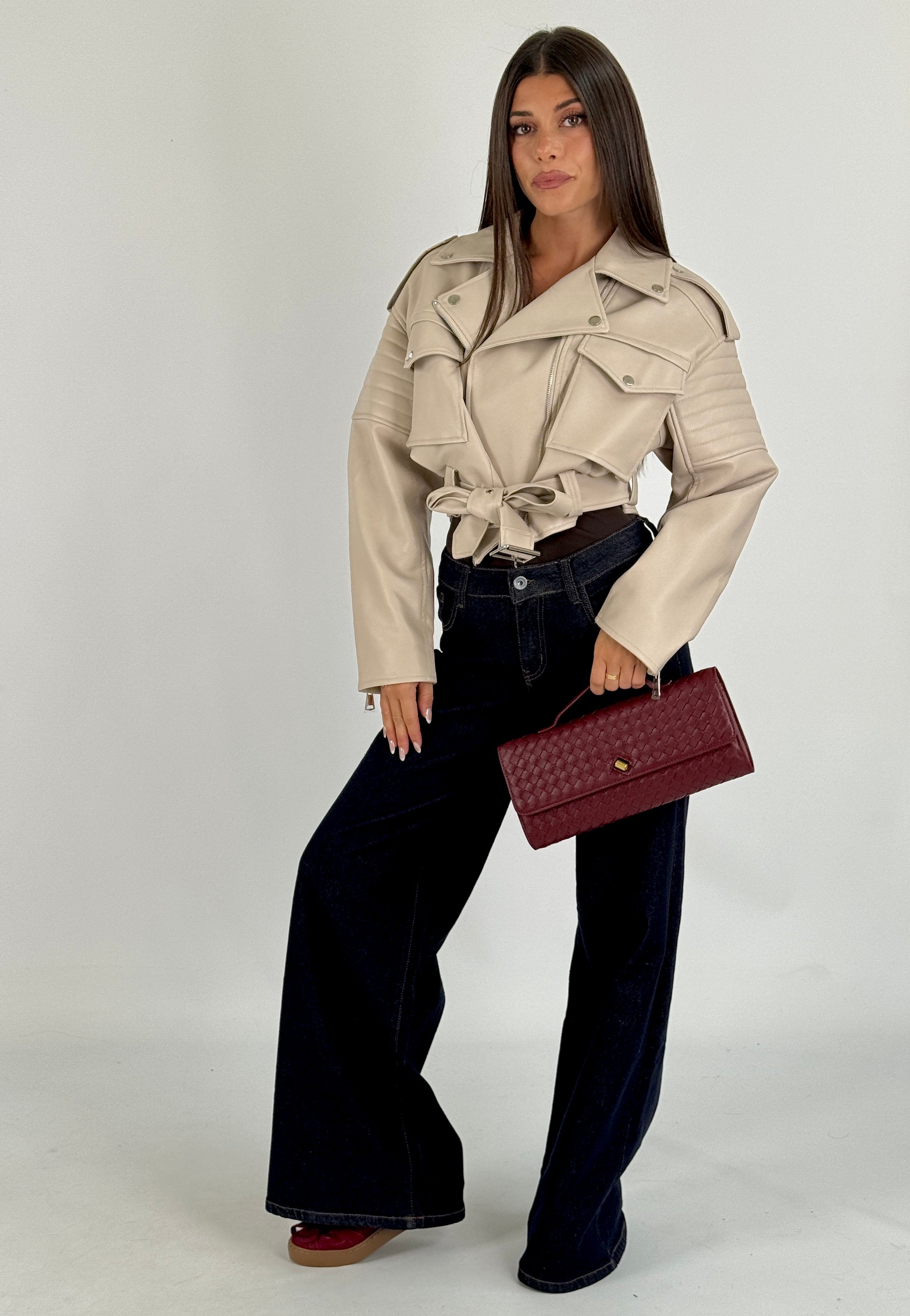 Chiodo ecopelle - 2 colori beige