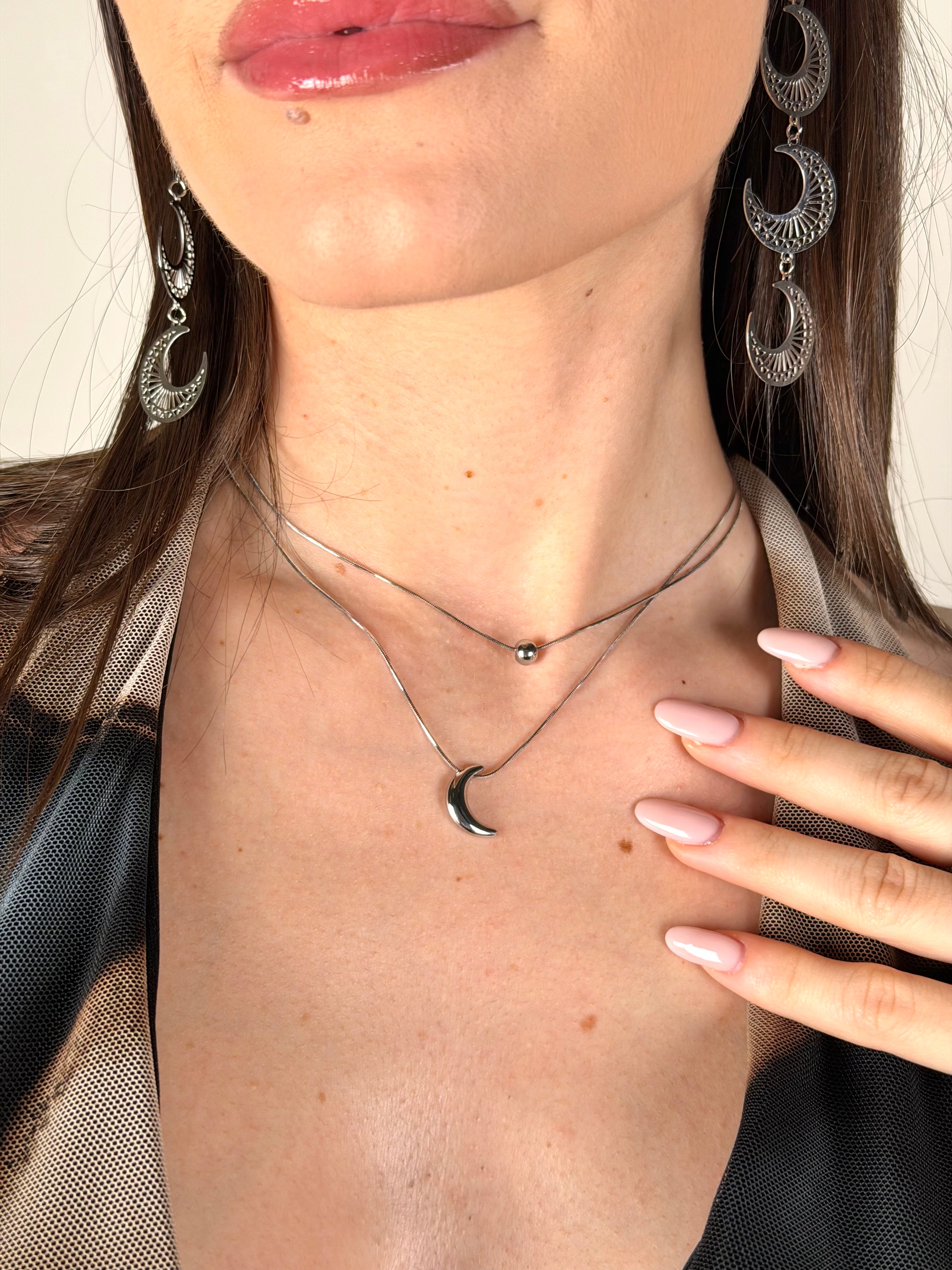 Collana doppio filo luna - 2 colori