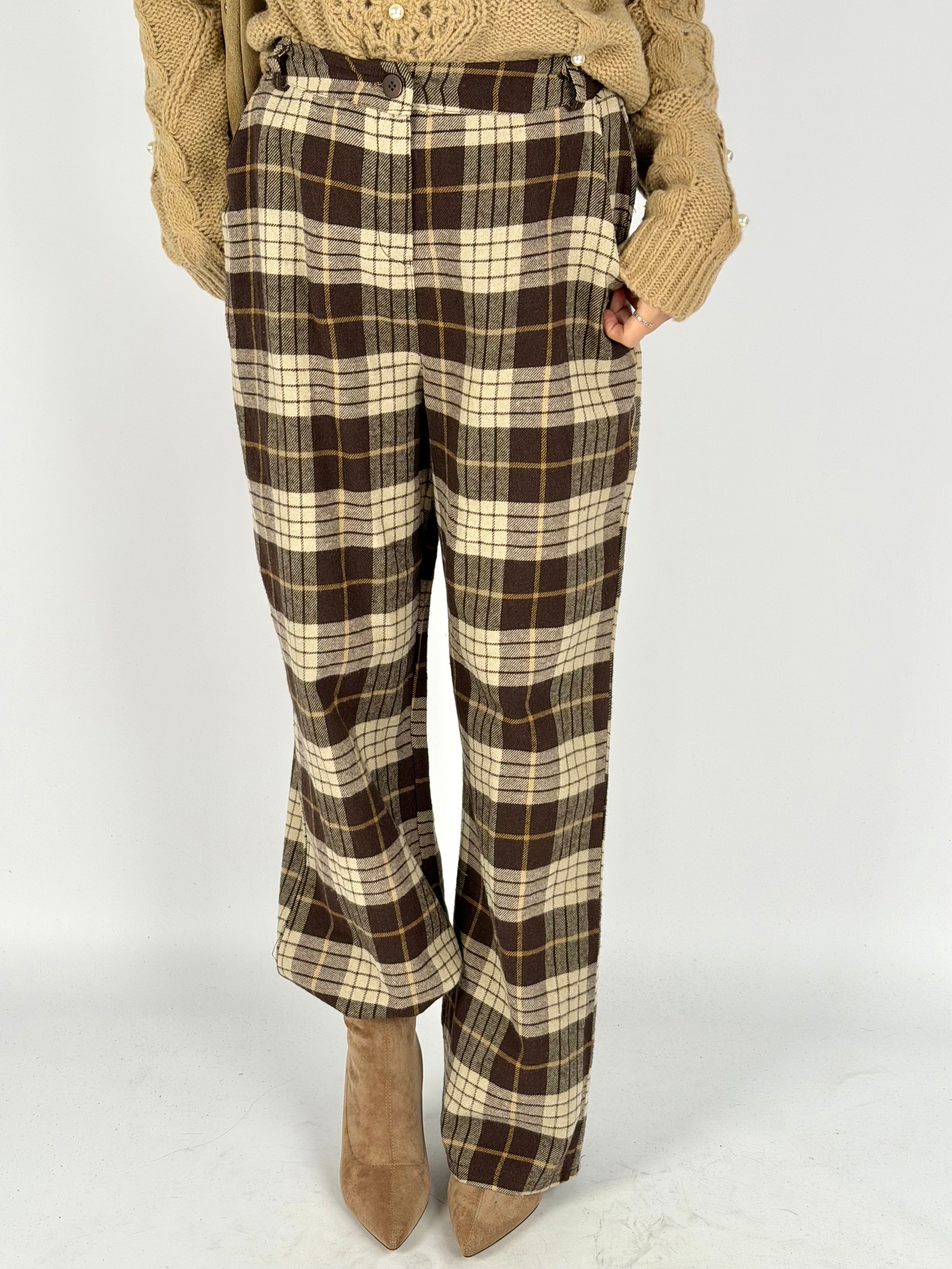 Pantalone check Perla moro