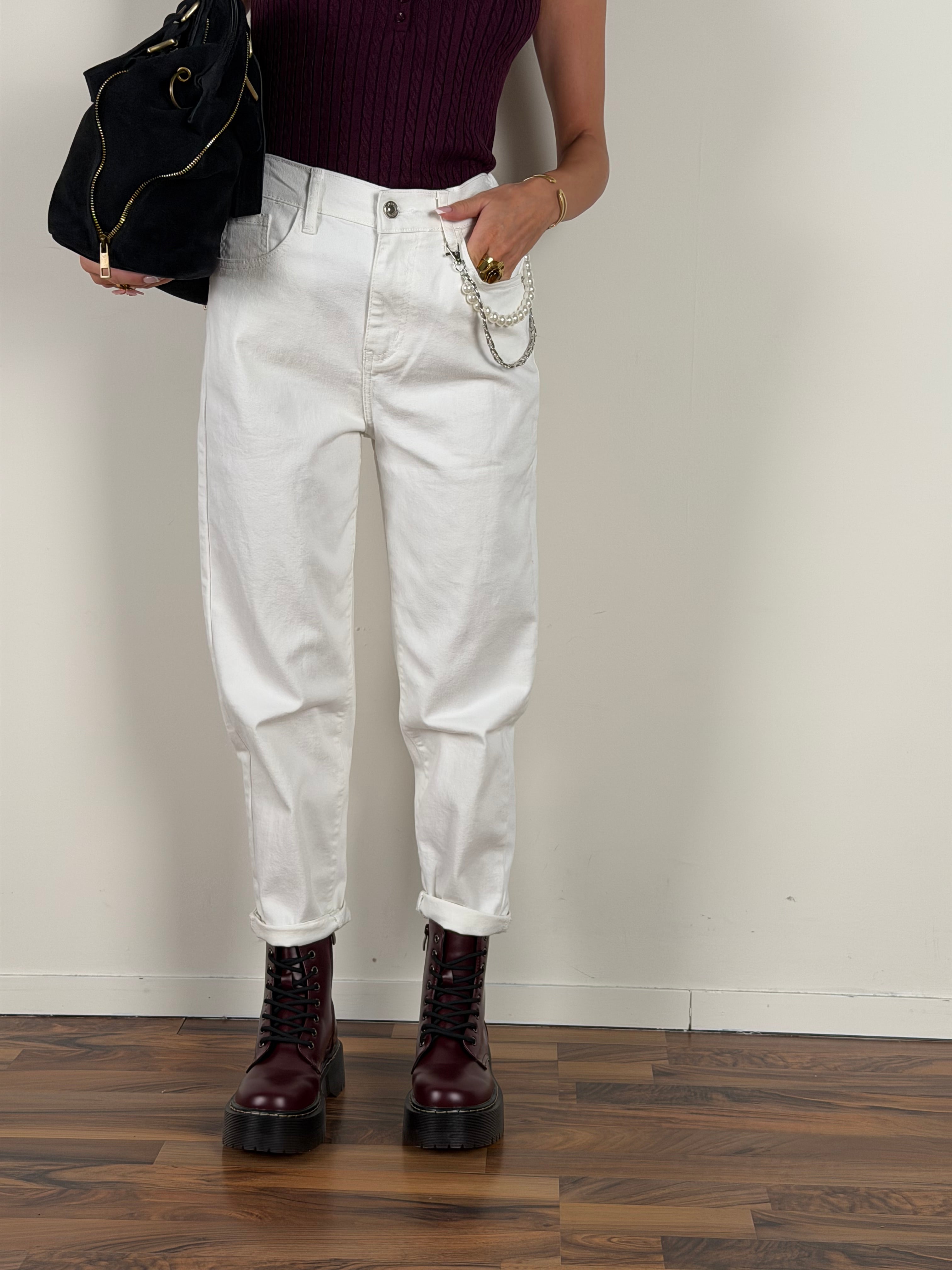 Jeans catena perla bianco