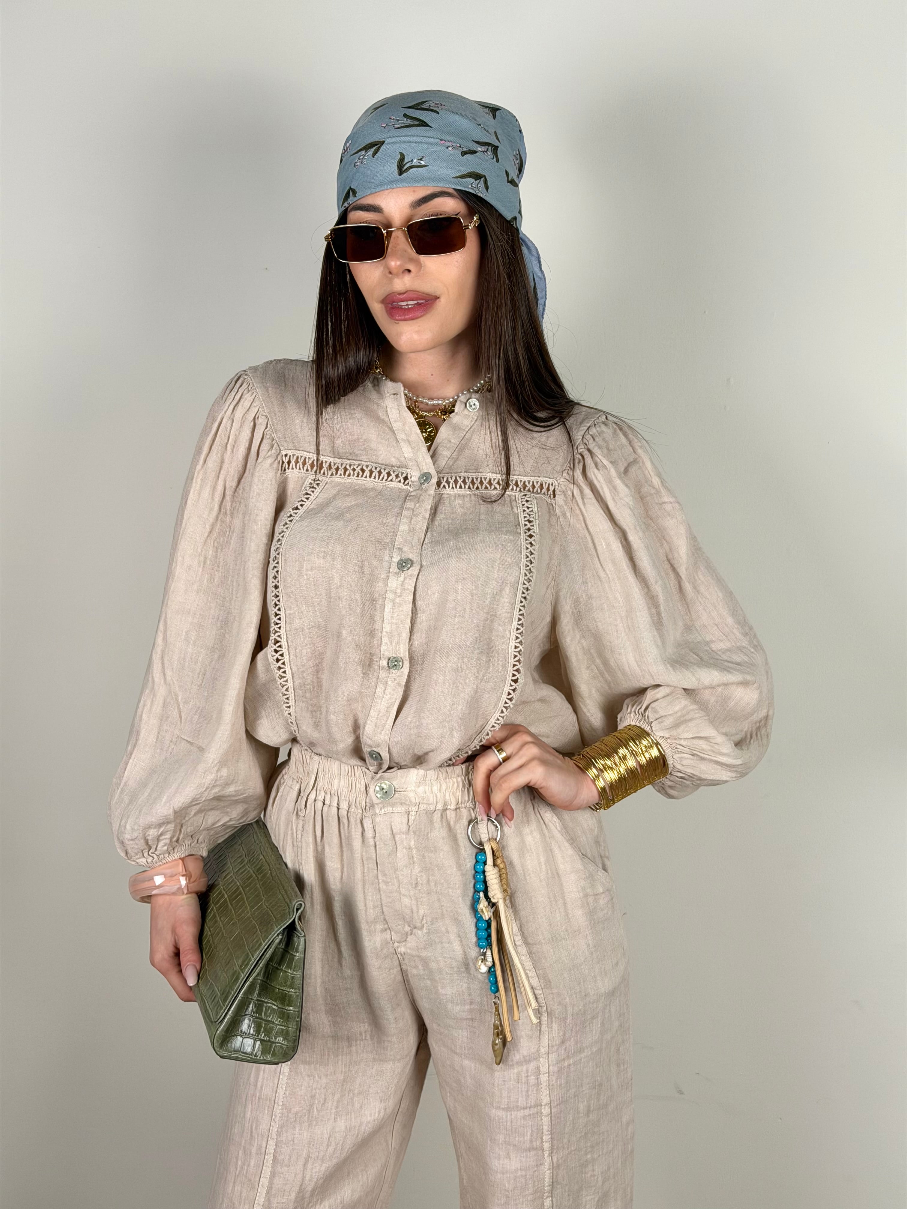 Camicia Nicole Puro Lino beige