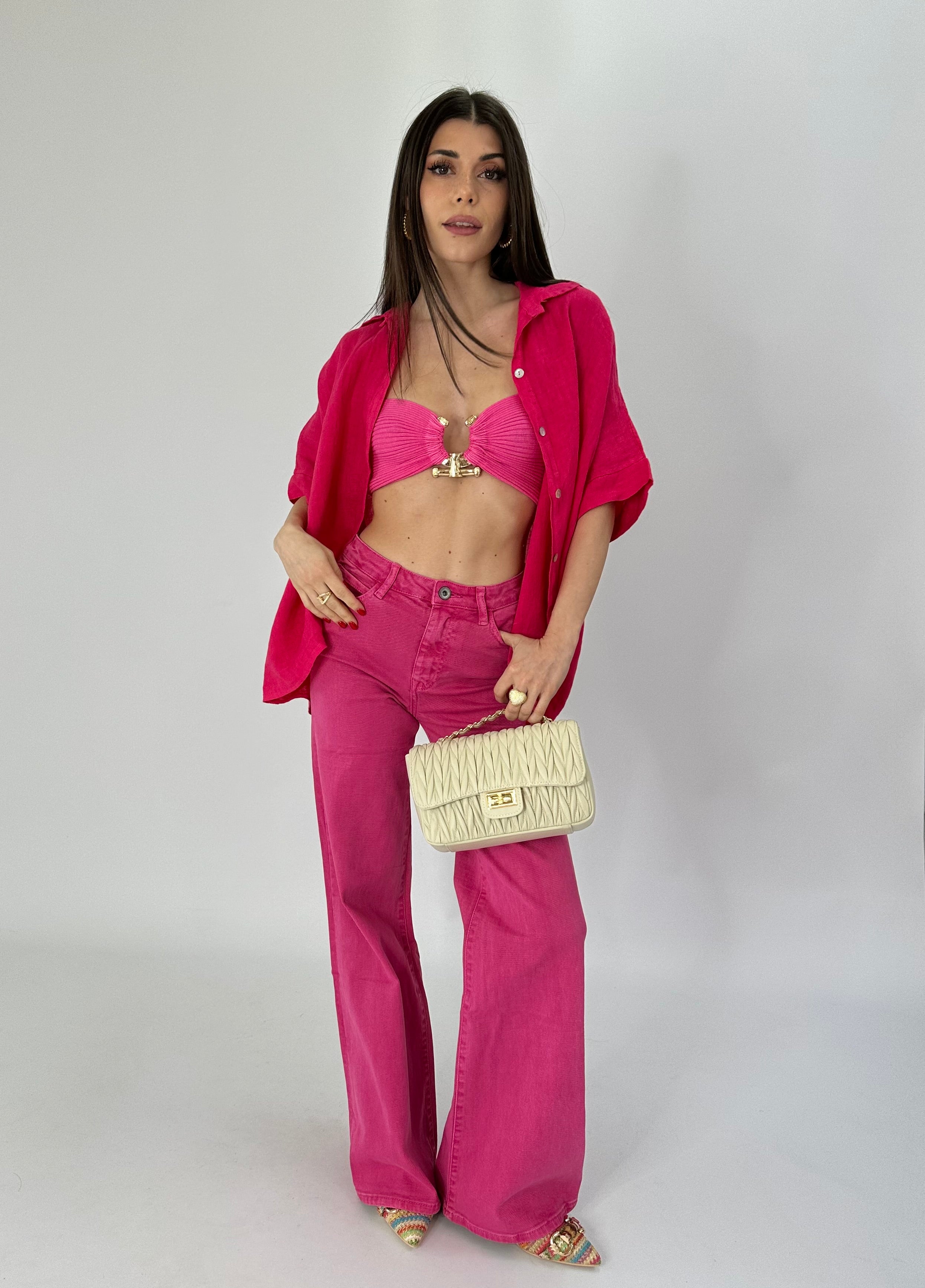 Jeans ofelia palazzo fucsia