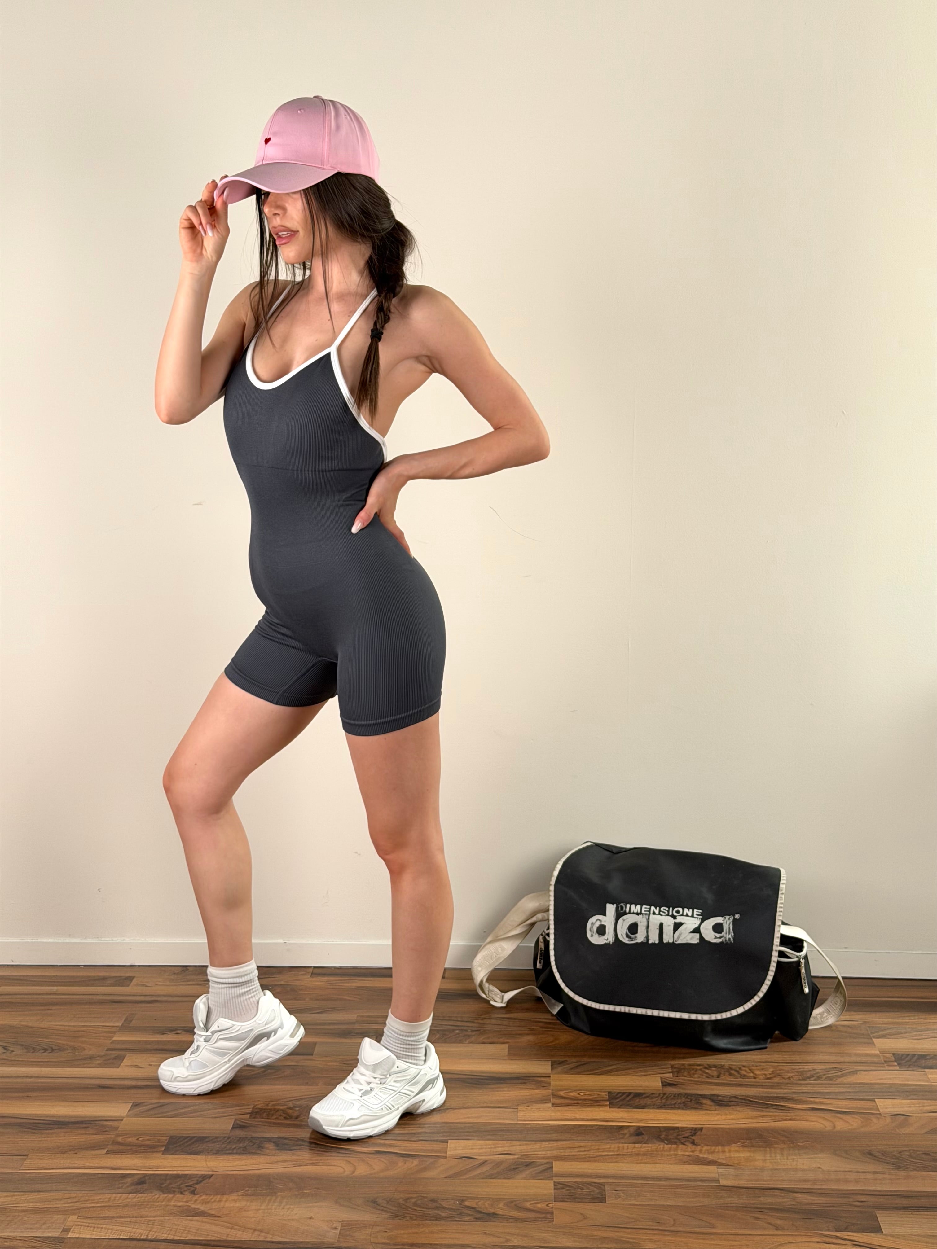 Jumpsuit Sportiva Ribbed grigia