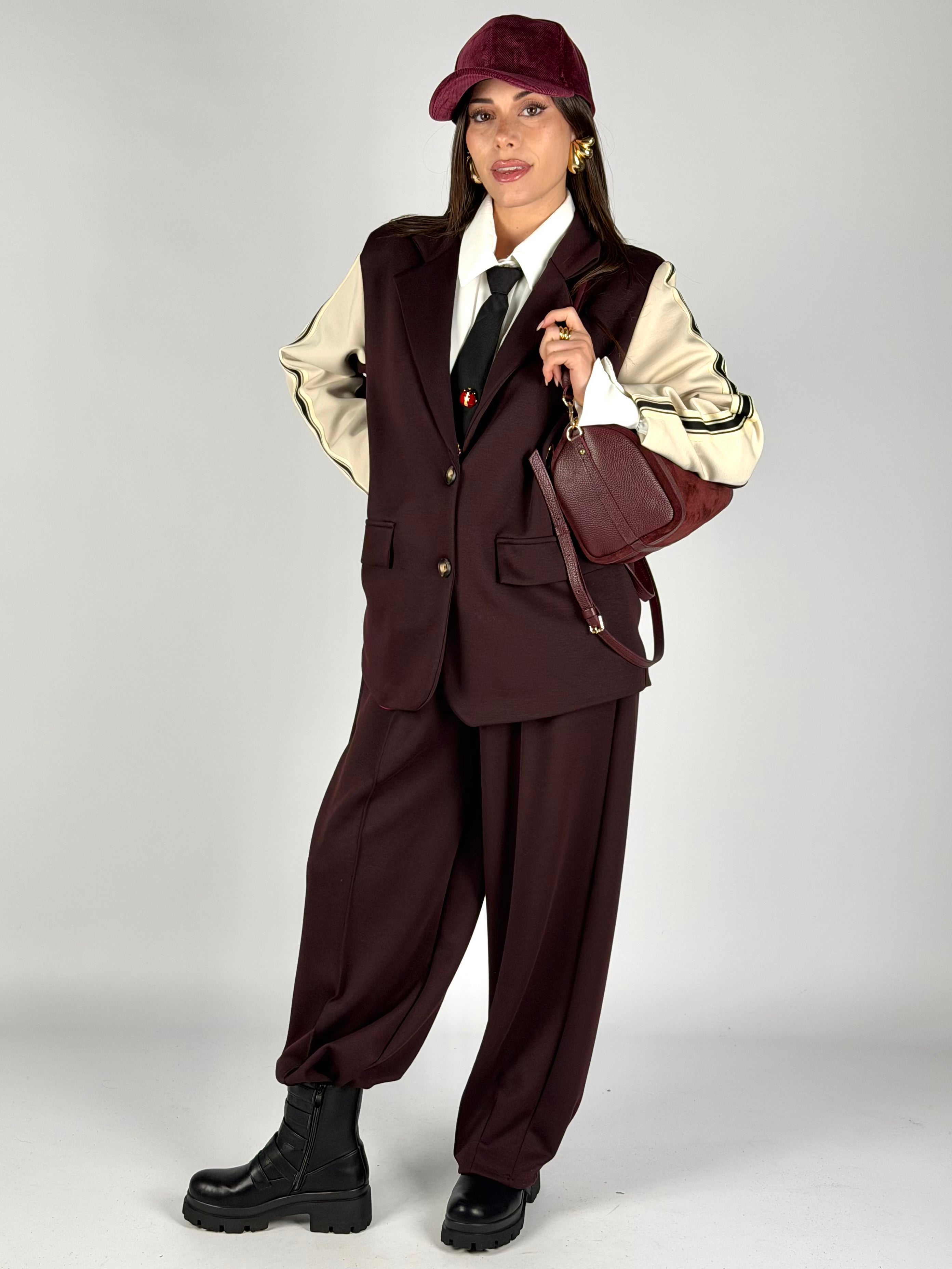 Pantalone completo banda bordeaux