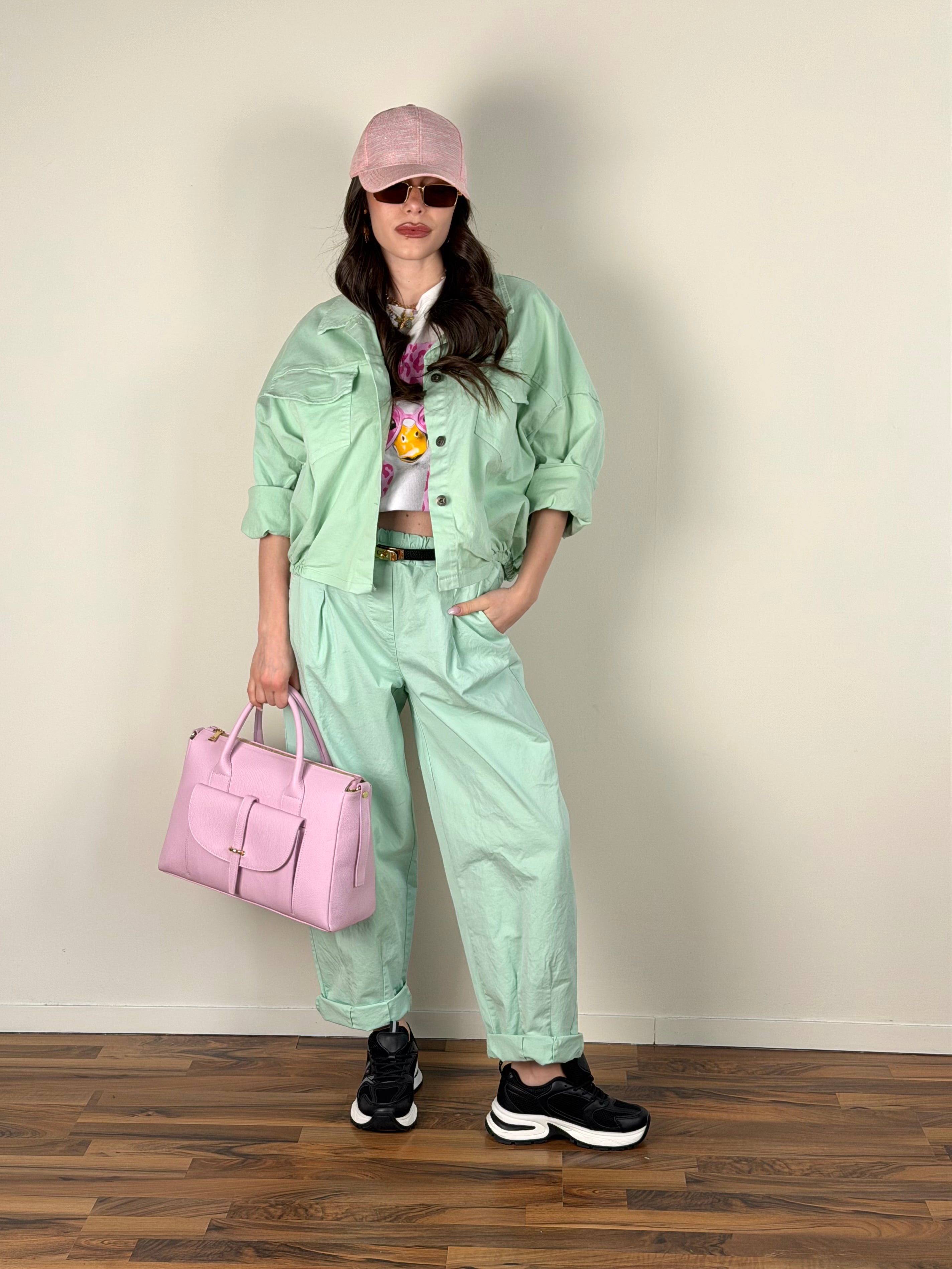 Giubbino jeans Carmen verde acqua