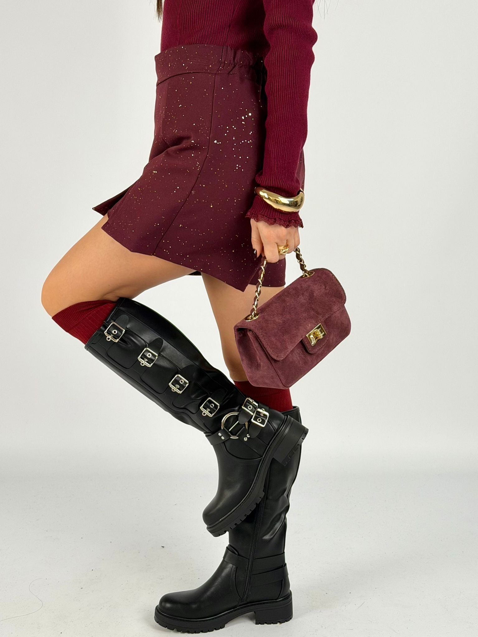 Stivale multi fibbie nero