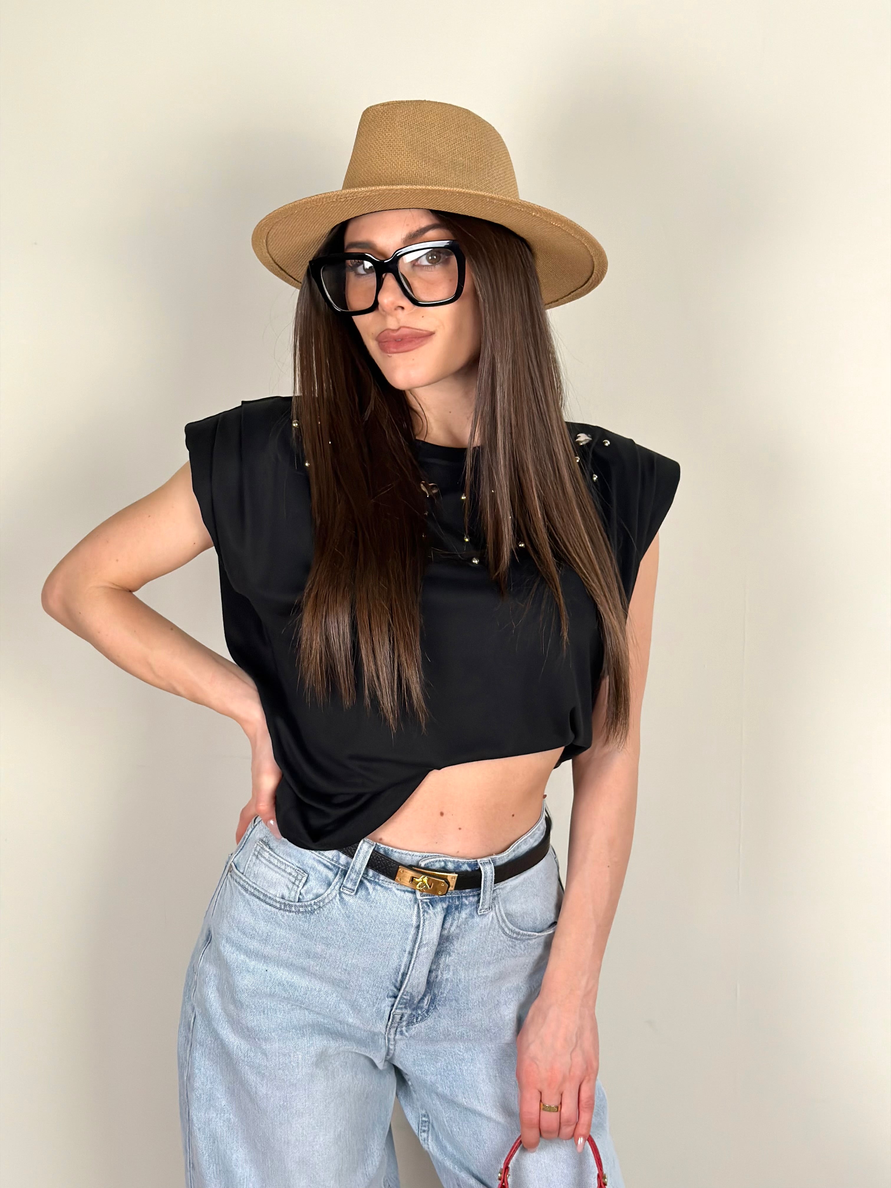 T-shirt cuori nera