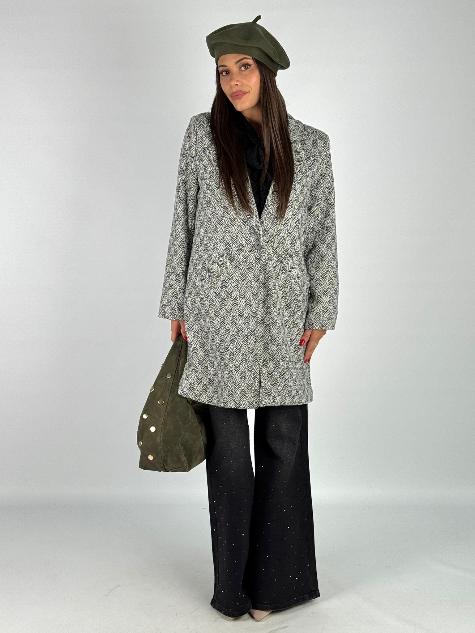 Cappotto a spiga nero