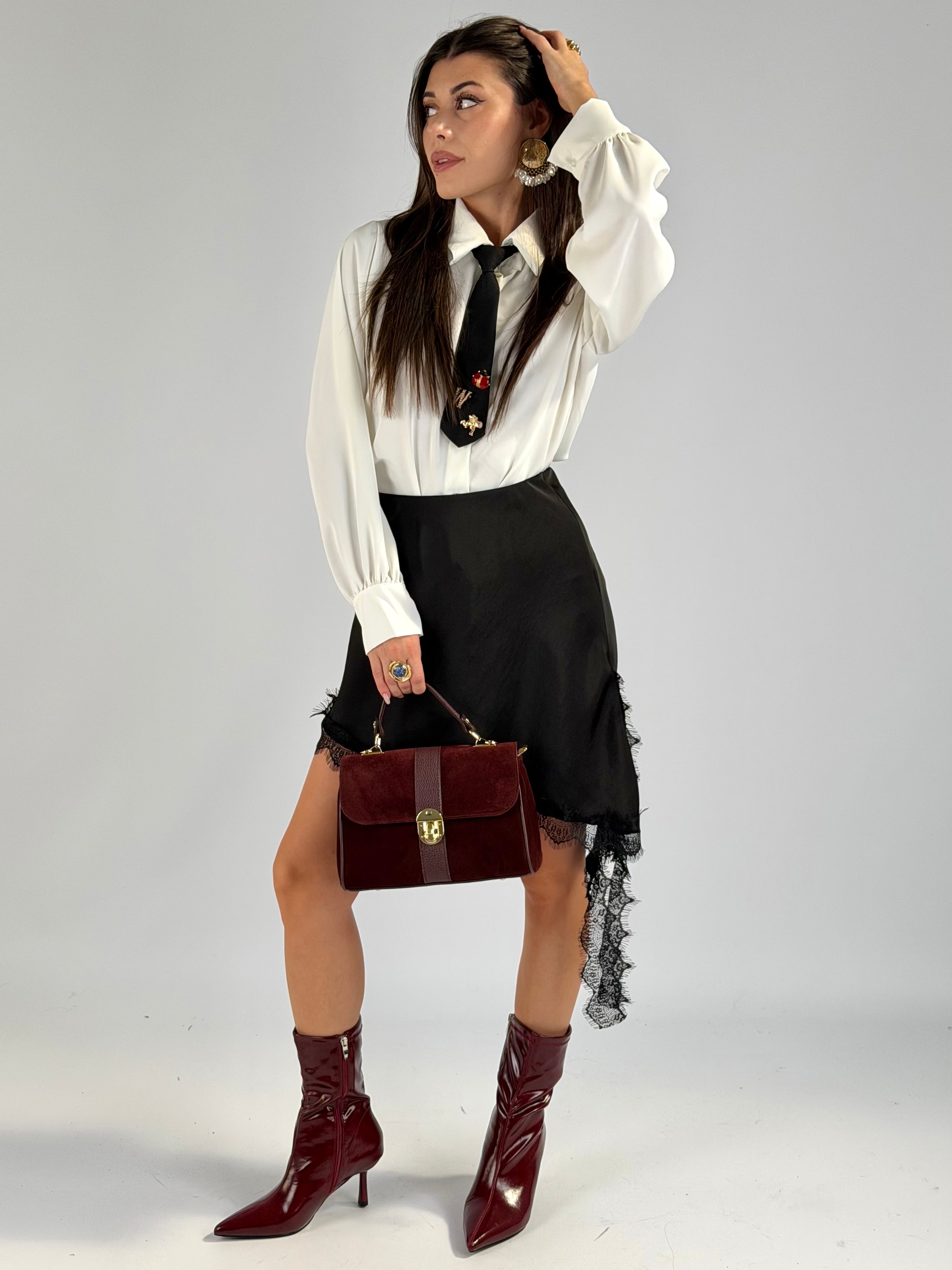 Camicia cravatta sporty bianca