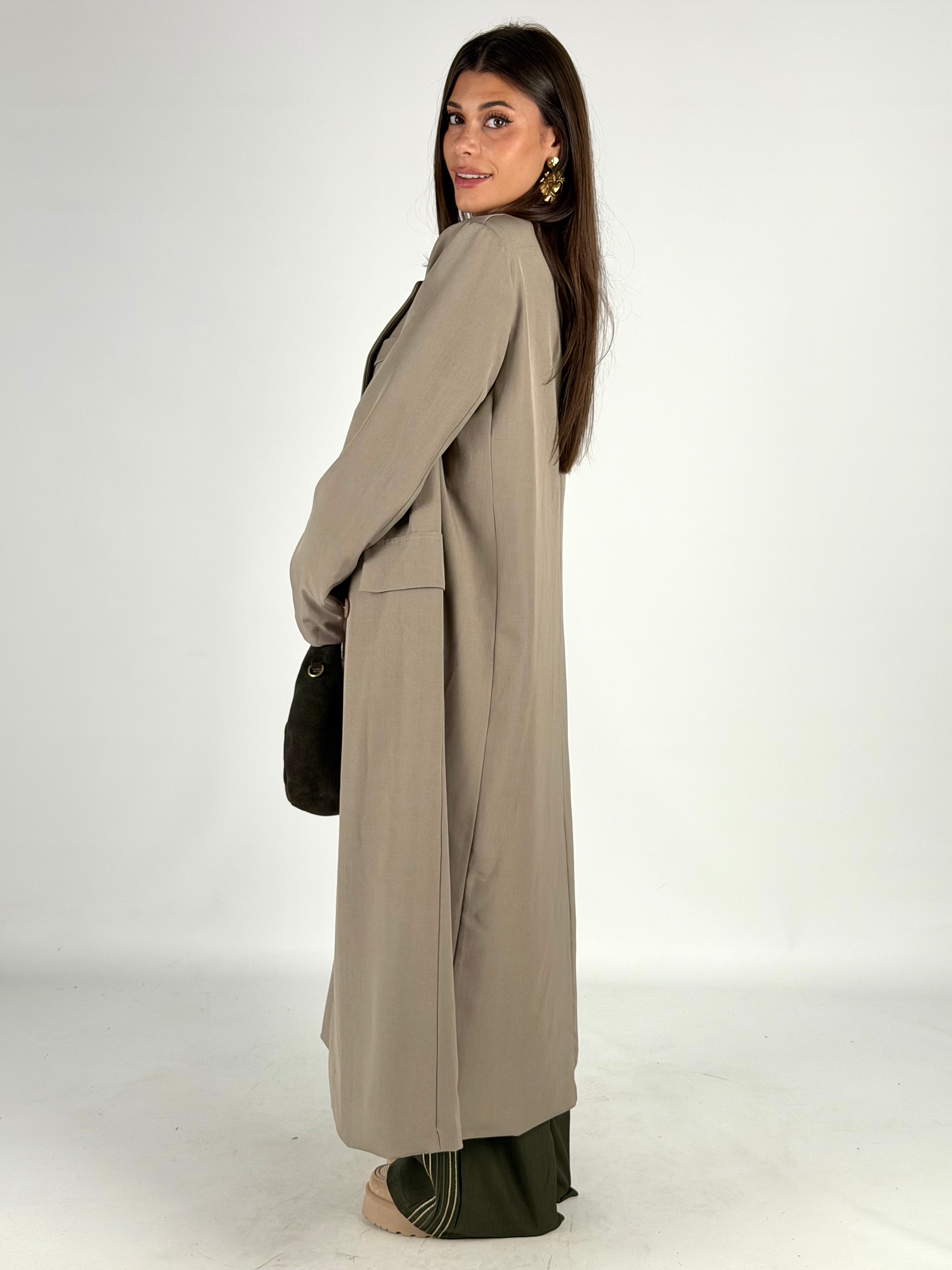 Cappotto lungo doppio petto beige