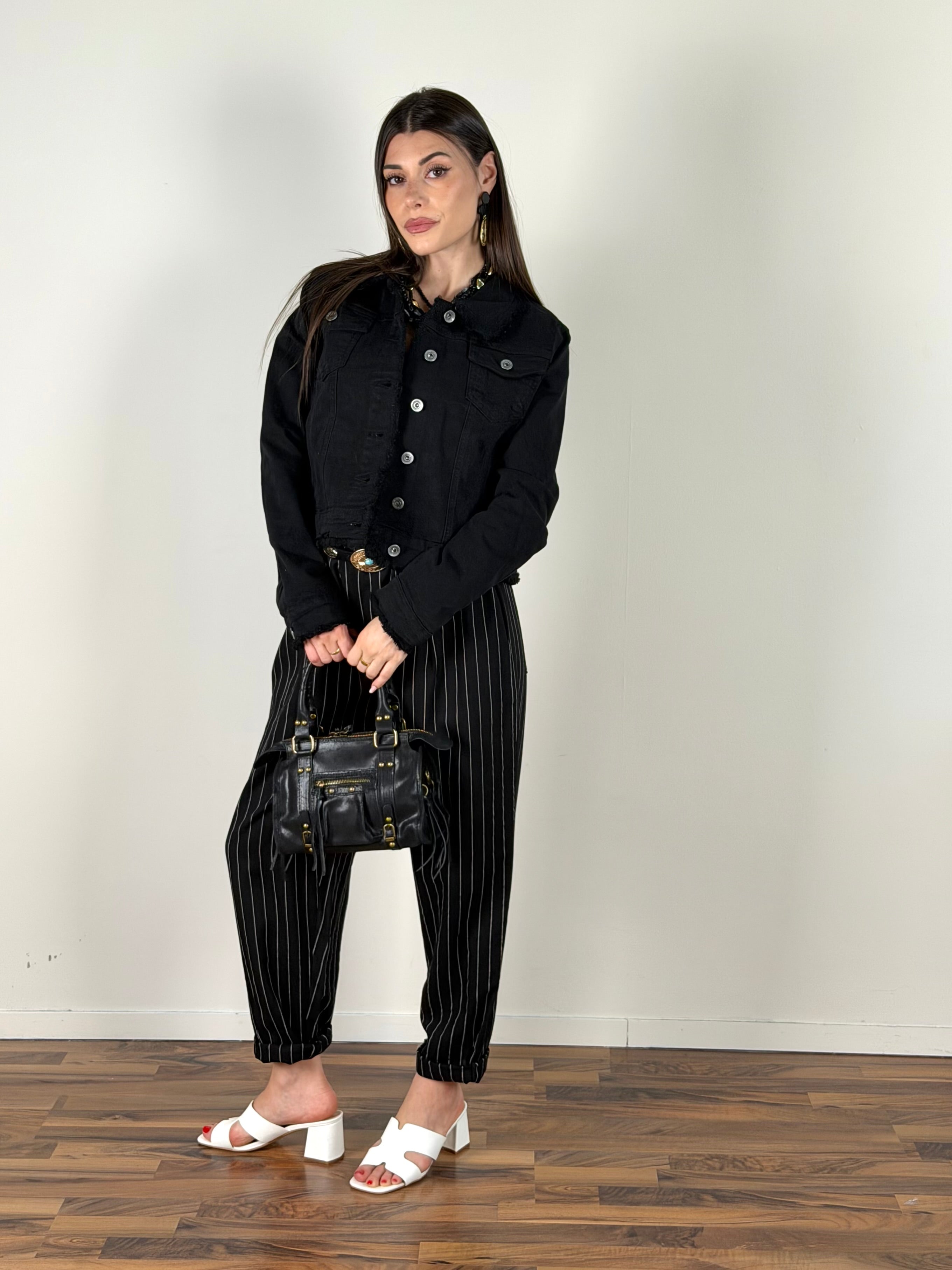 Giubbino jeans David nero
