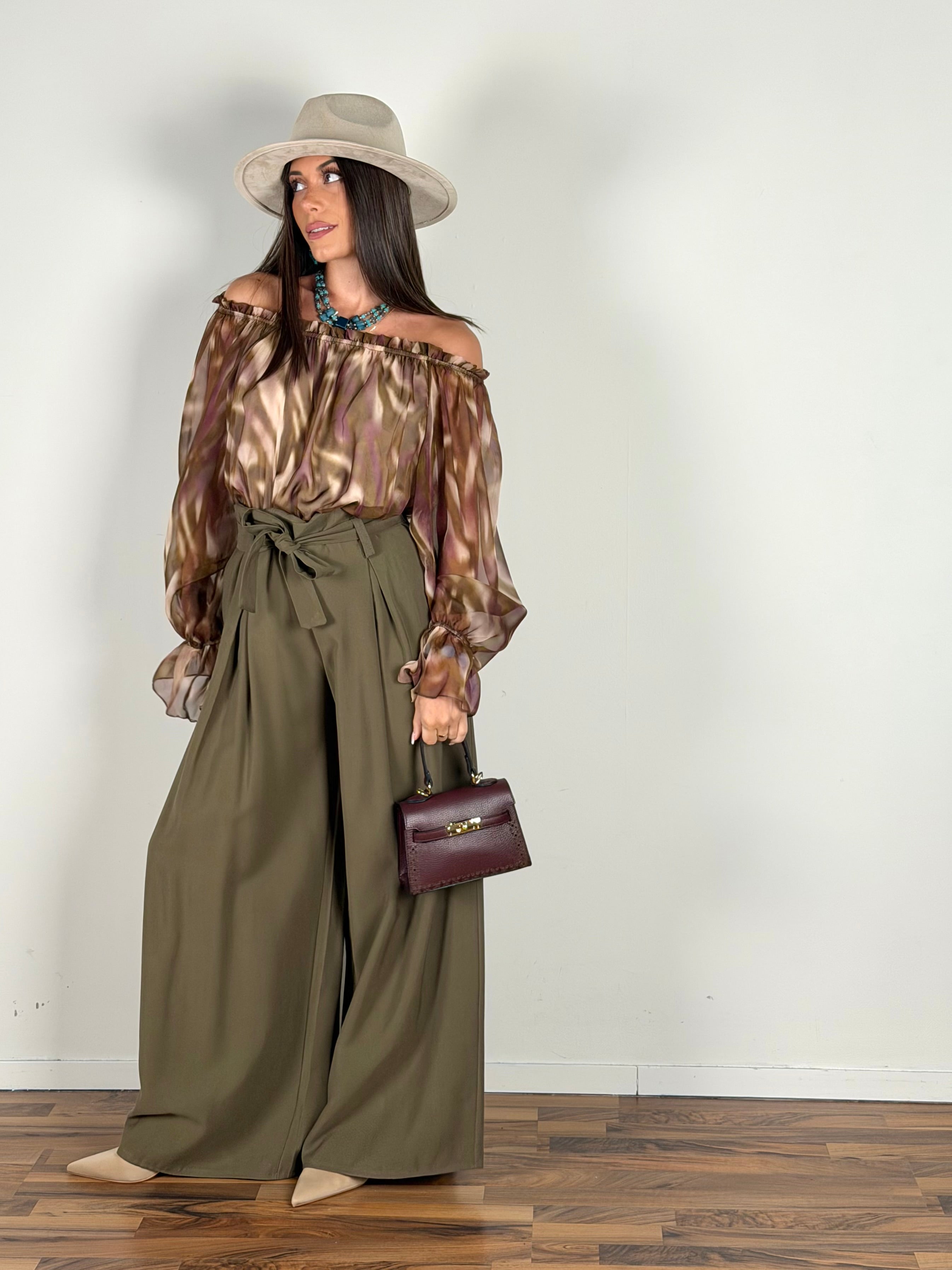 Camicia Milly verde/bordeaux