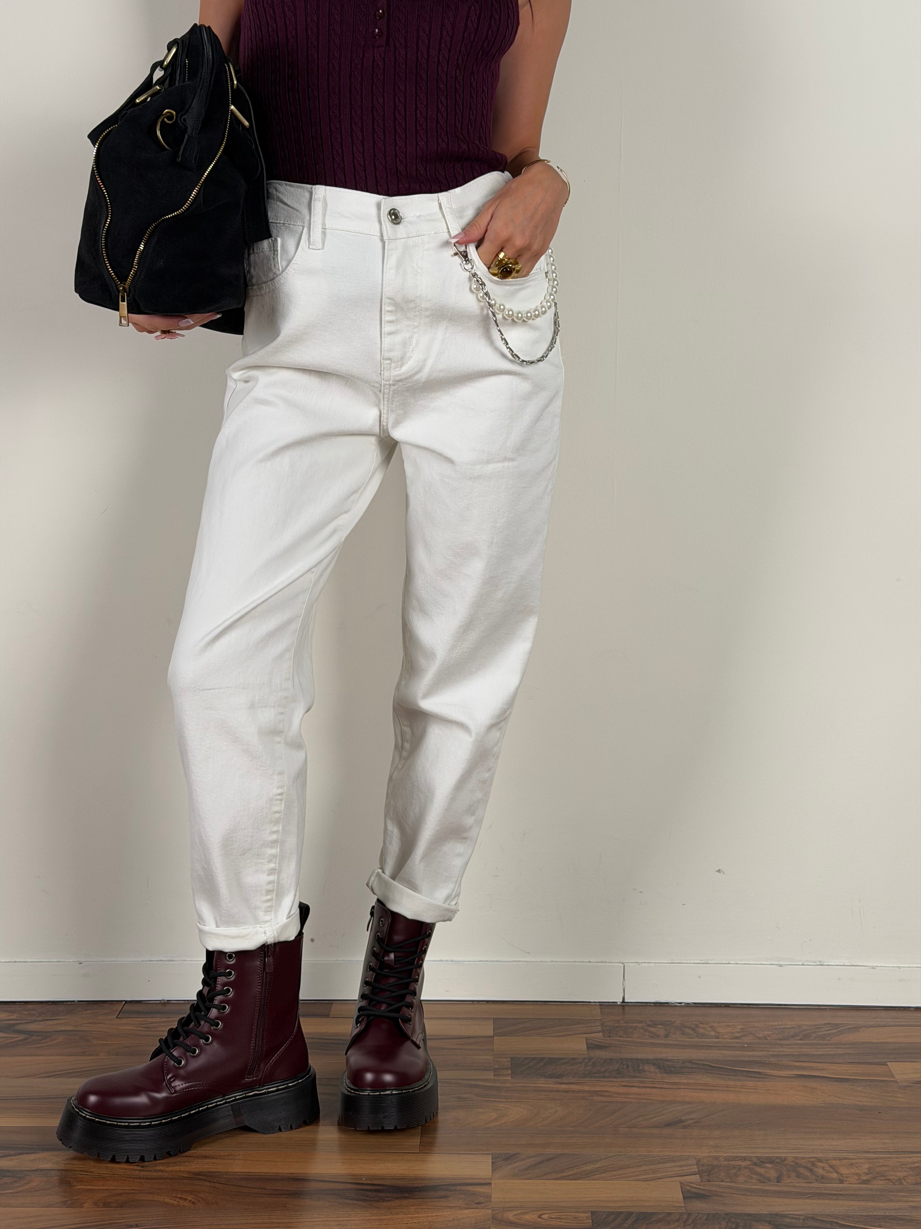 Jeans catena perla bianco