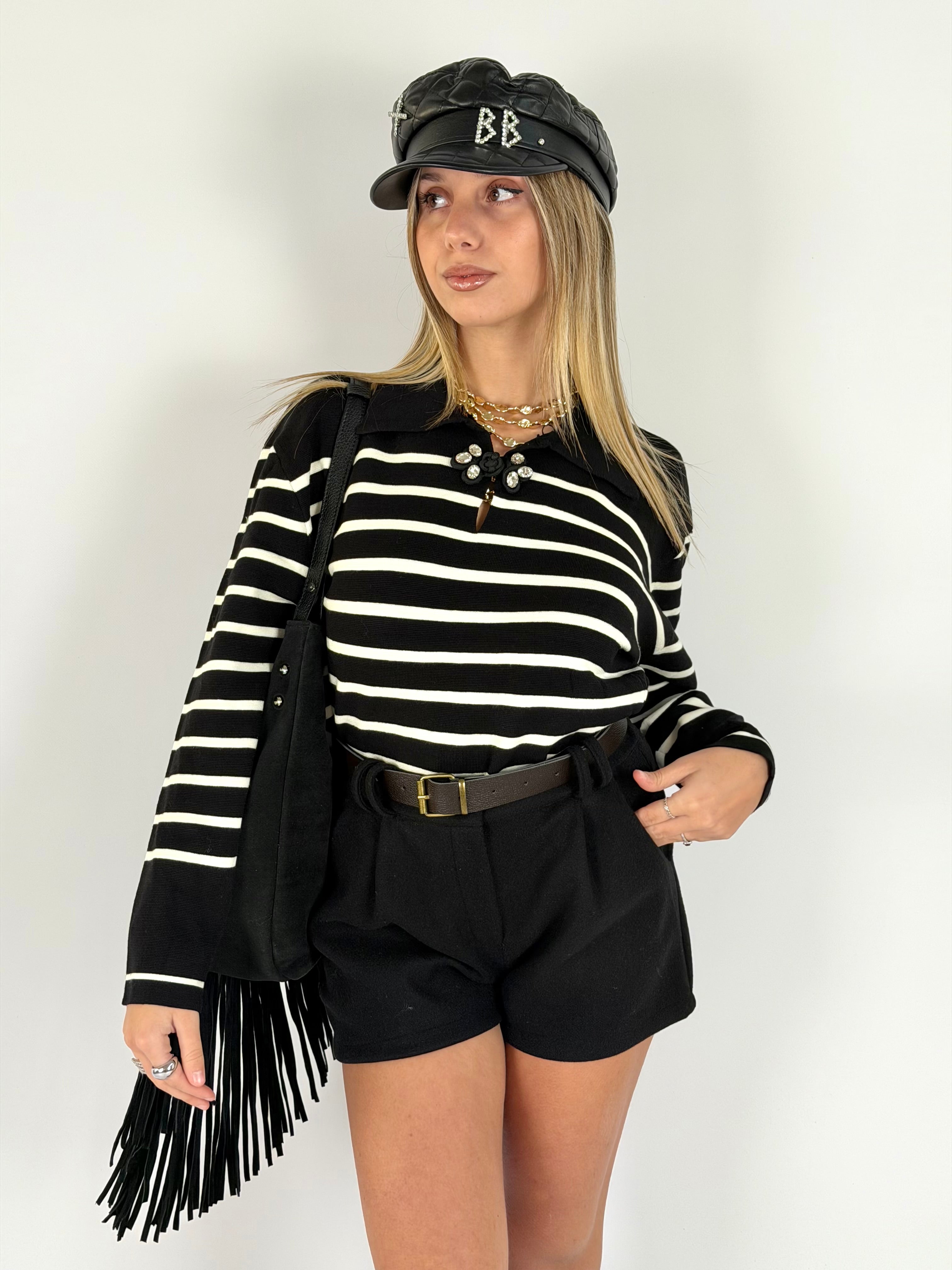 Maglia gioiello righe nera