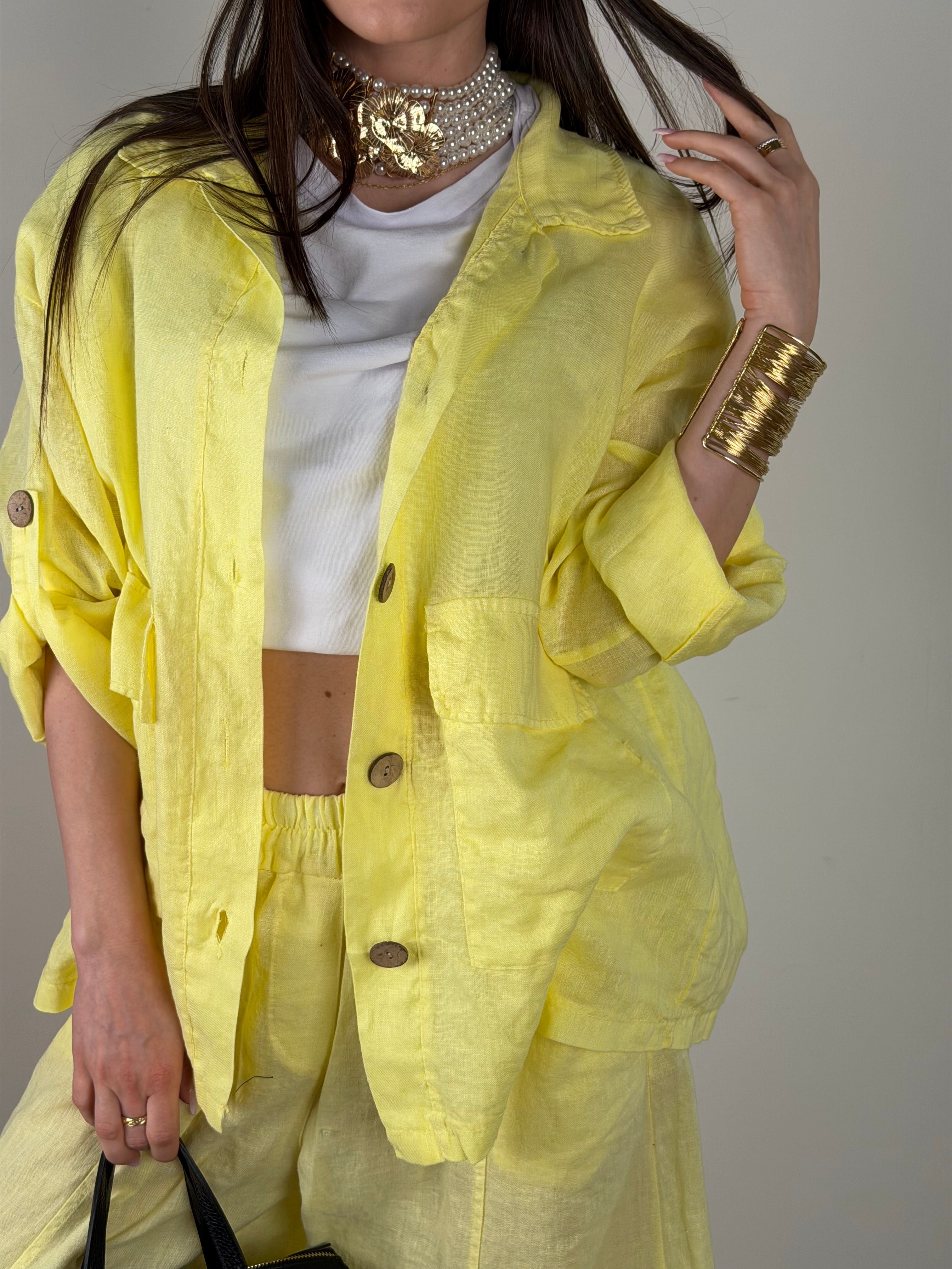 Camicia lino Andrea giallo
