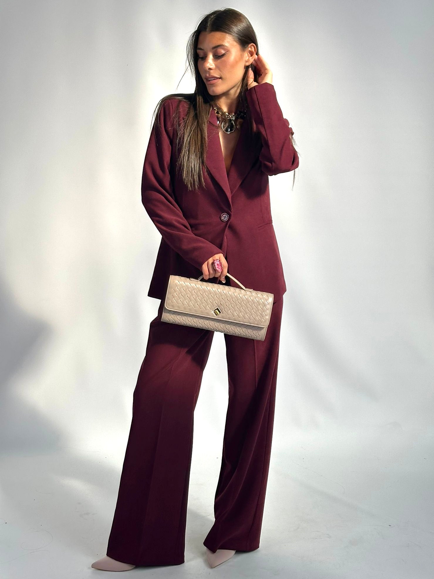 Completo velluto palazzo bordeaux