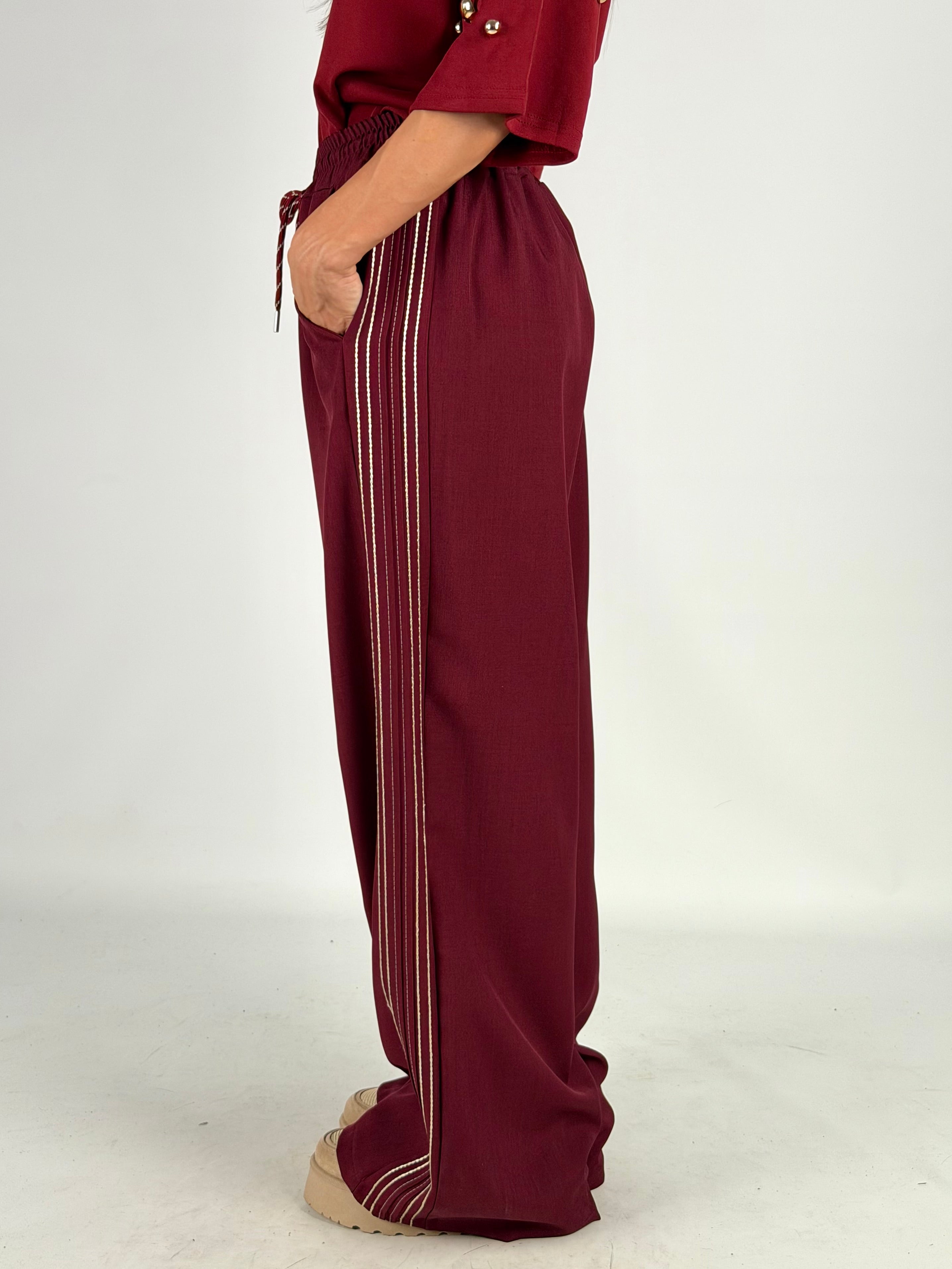 Pantalone righe bordeaux