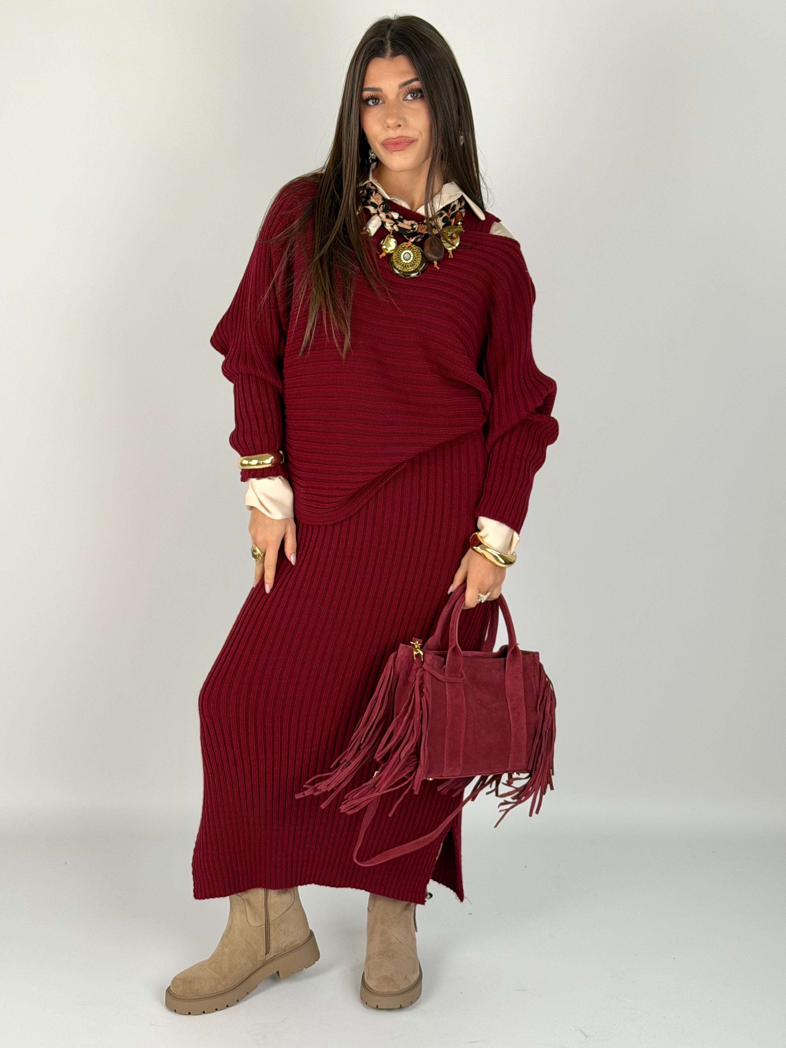 Abito + maglione Asia bordeaux