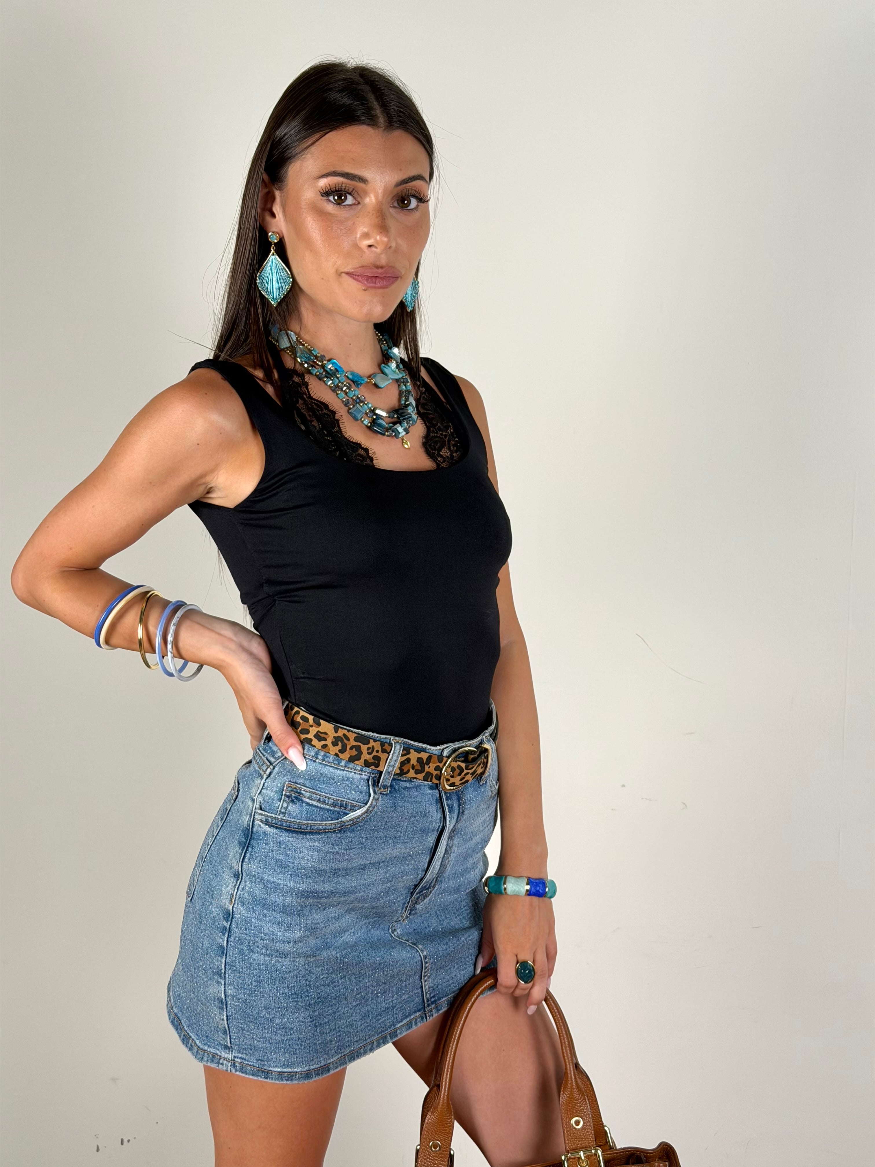 Top Cristallo nero